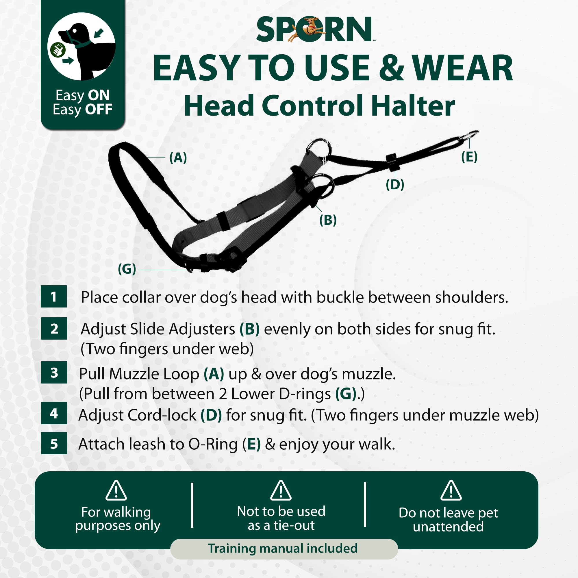 Sporn Head Halter For Large Dogs, Black Dog Head Collar For Dogs With Thick Dog Muzzle Harness No Pull Head Collar For Dogs, Ant