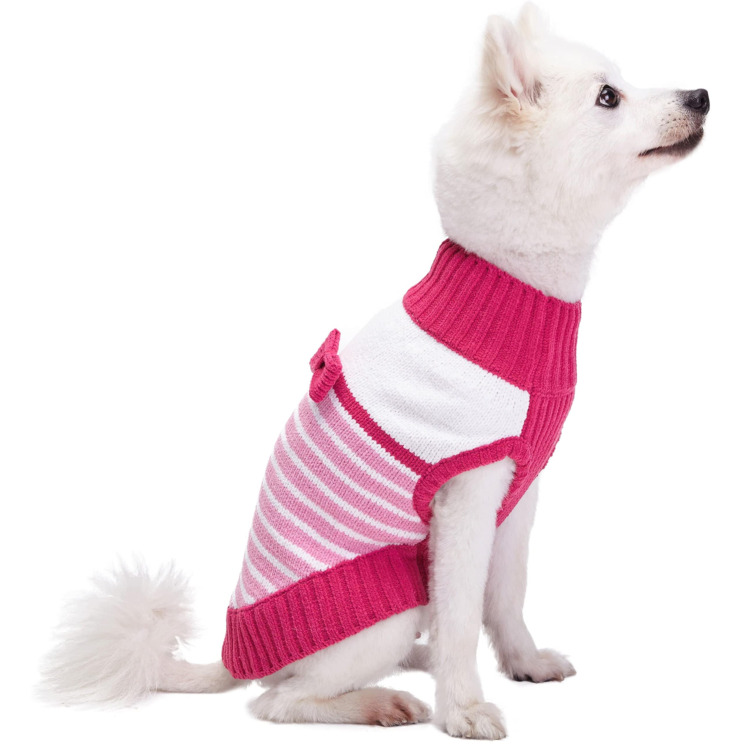 Blueberry Pet Dog Sweater, Pink Princess Chenille Fleece, Small (10'' Back Length), Stylish Dog Clothes for Cold Weather