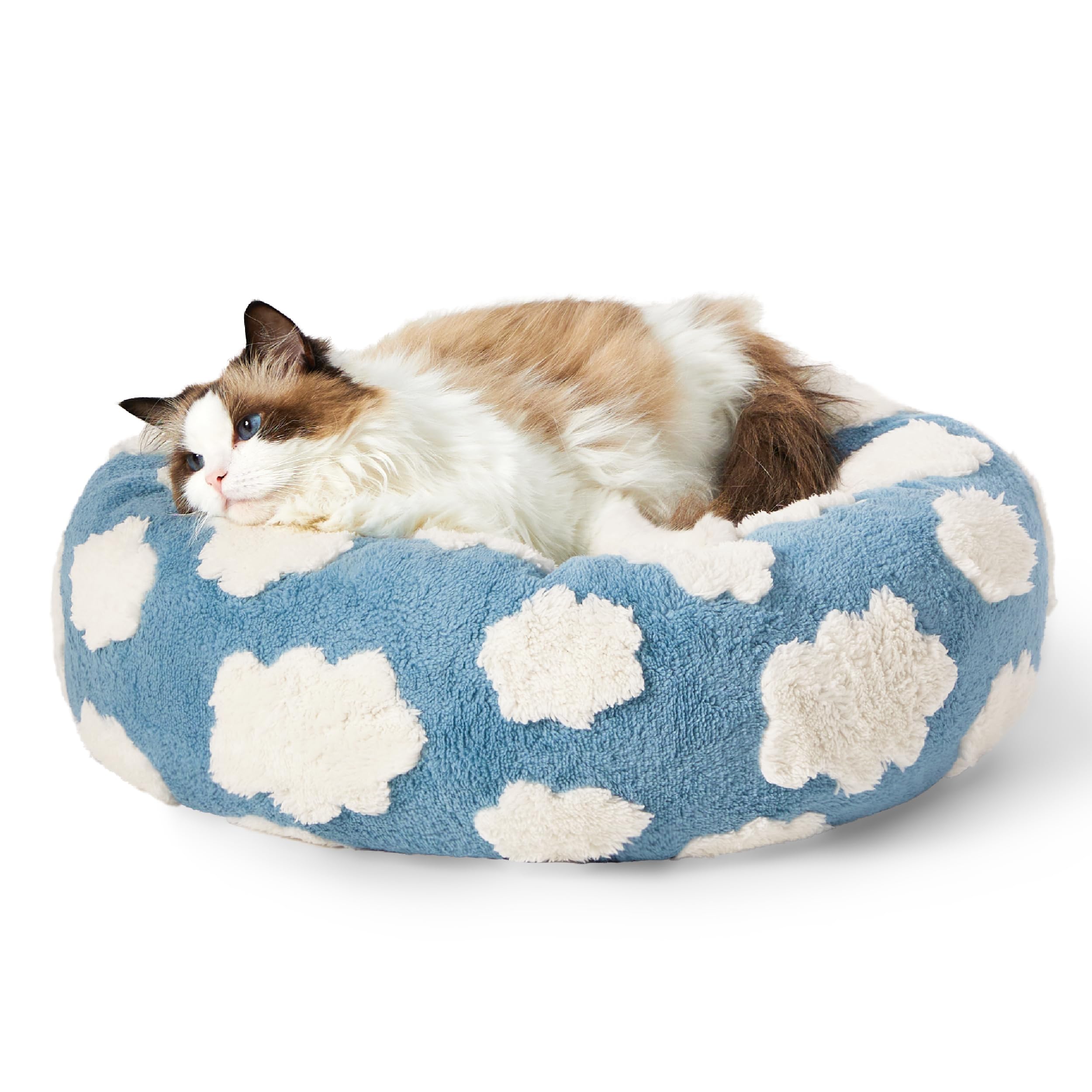 Lesure Donut Cat Beds For Indoor Cats - Small Round Dog Bed For Calming Pets With Washable Cover, Cute Modern Puppy Beds With Ja