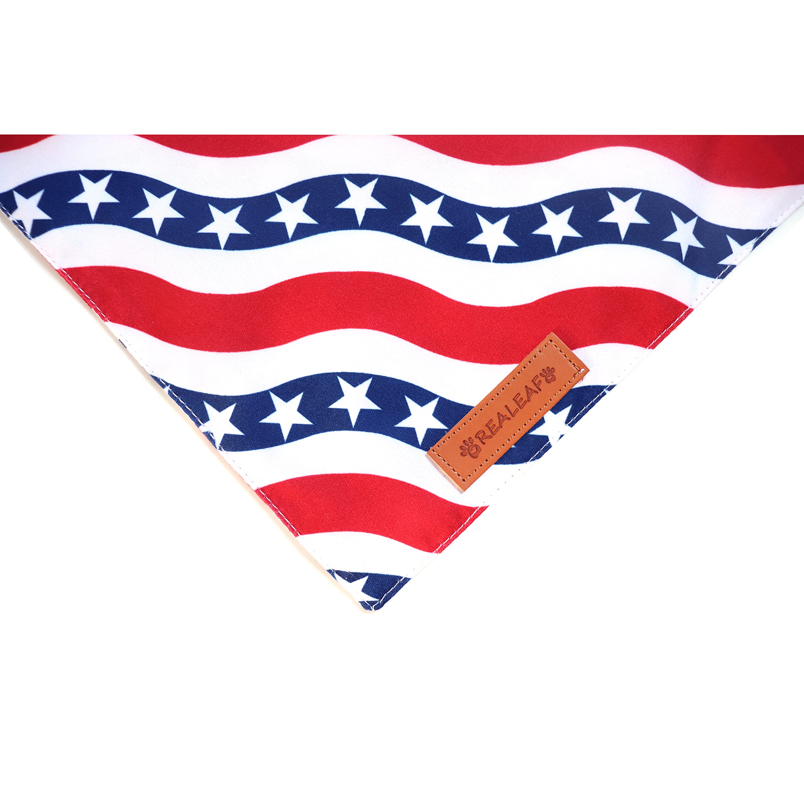 Realeaf 4Th Of July Dog Bandanas 2 Pack, Triangle Reversible American Flag Pet Patriotic Scarf For Boy And Girl, Premium Durable