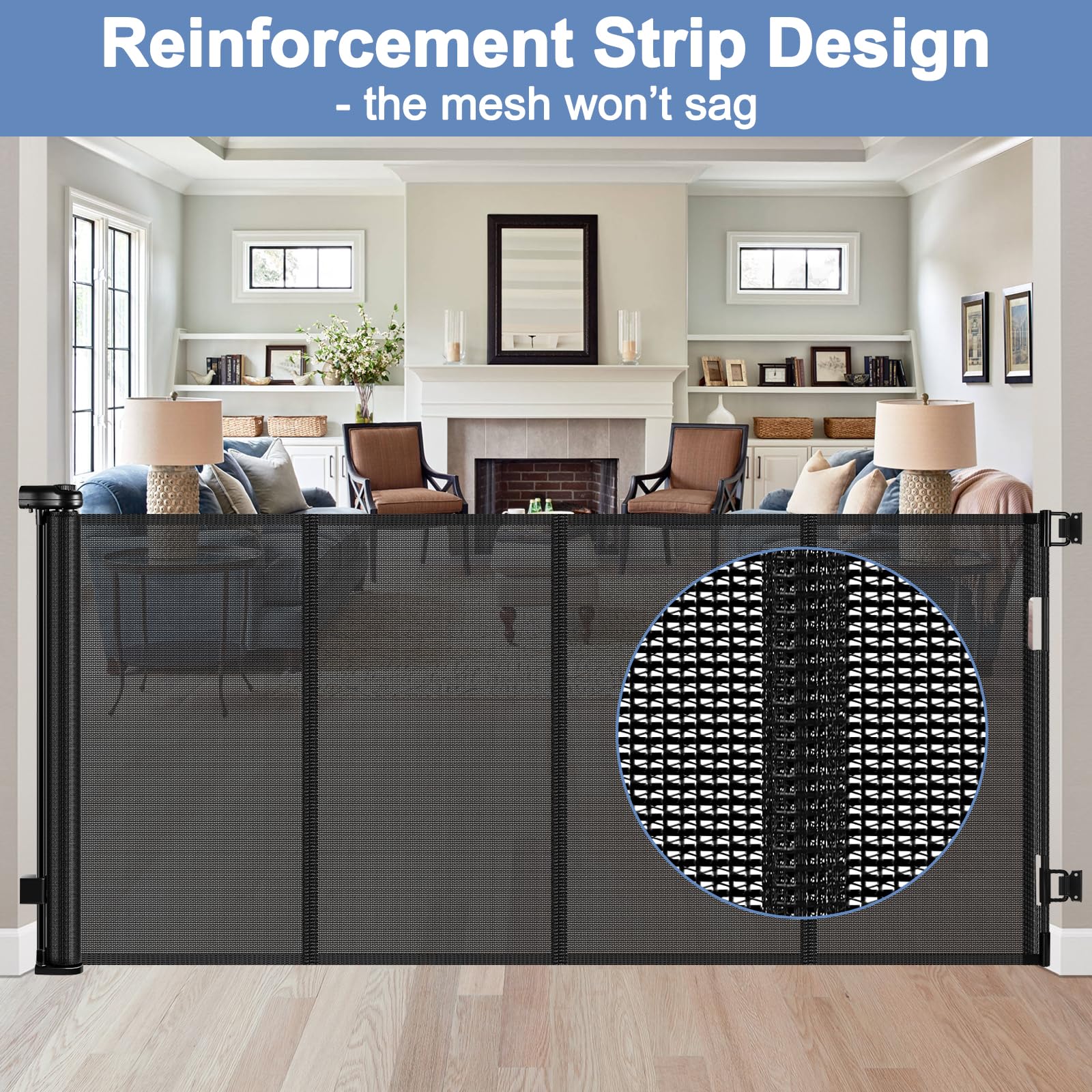 Reinforced 90 Inch Retractable Baby Gates Extra Wide Baby Gate With Reinforced Strips Retractable Dog Gate For The House Extra Wide Outdoor Retractable Gate Extra Long Baby Gate For Large Openings