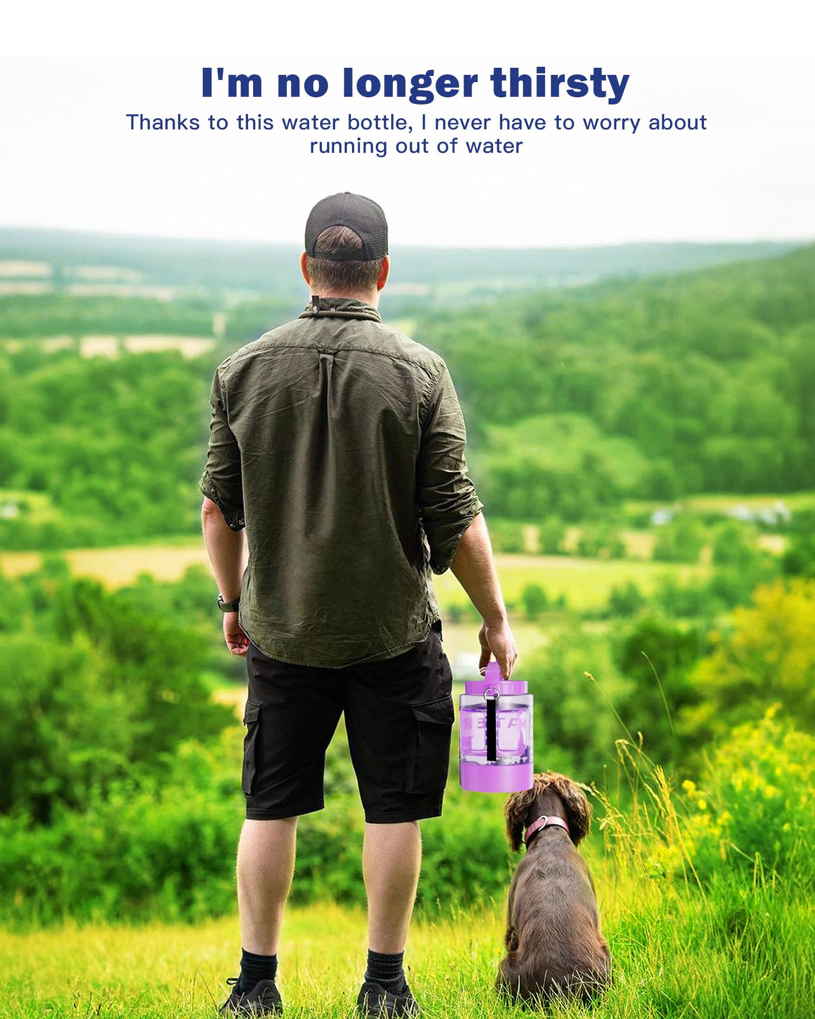 77oz Large Dog Water Bottle - Portable Travel Dog Water Dispenser & Bowl - Leak-Proof Pet Water Jug for Hiking, Camping, Walking