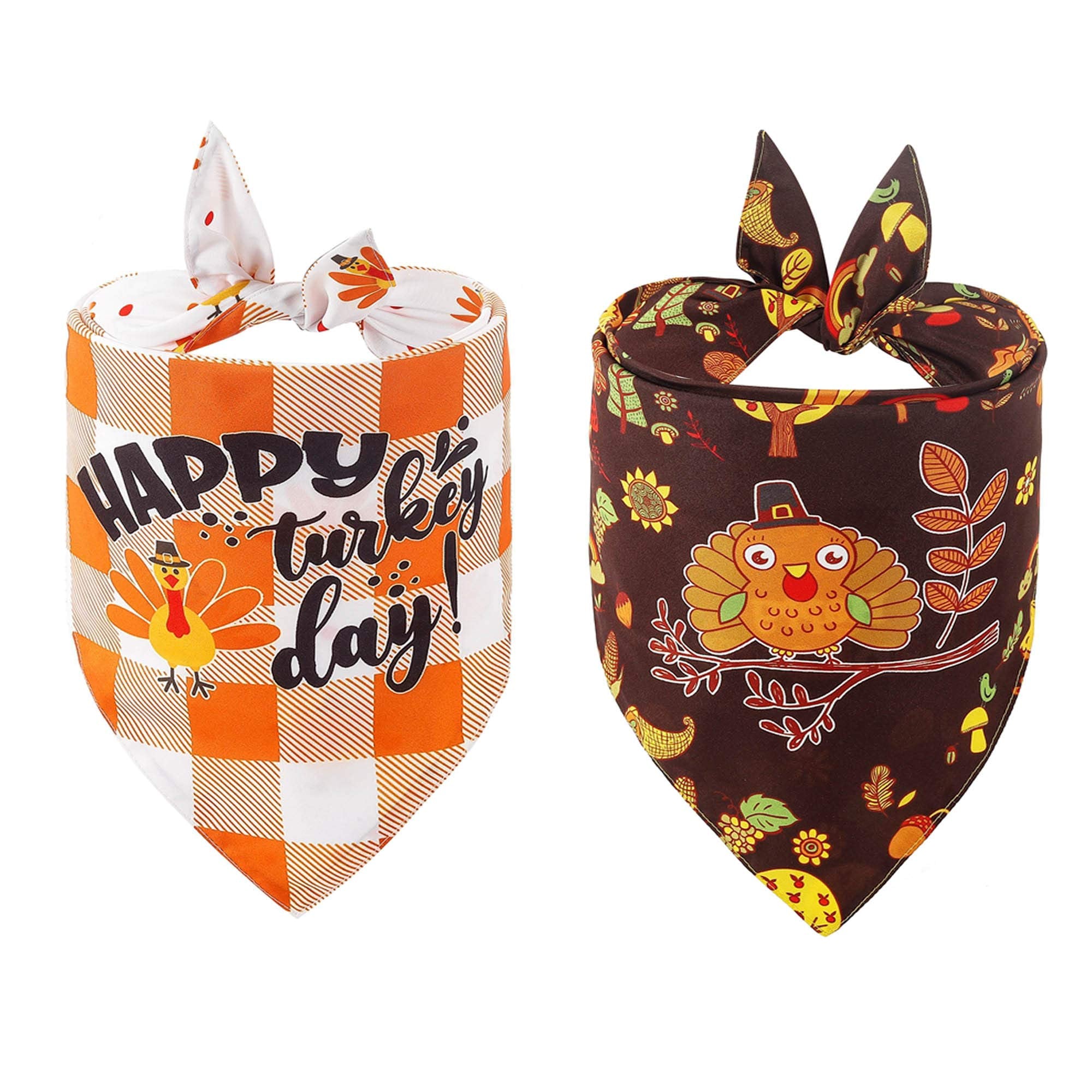 Adoggygo Thanksgiving Dog Bandana Fall Autumn Pet Bandana Reversible Triangle Bibs Scarf Accessories For Small Dogs Puppy (Small