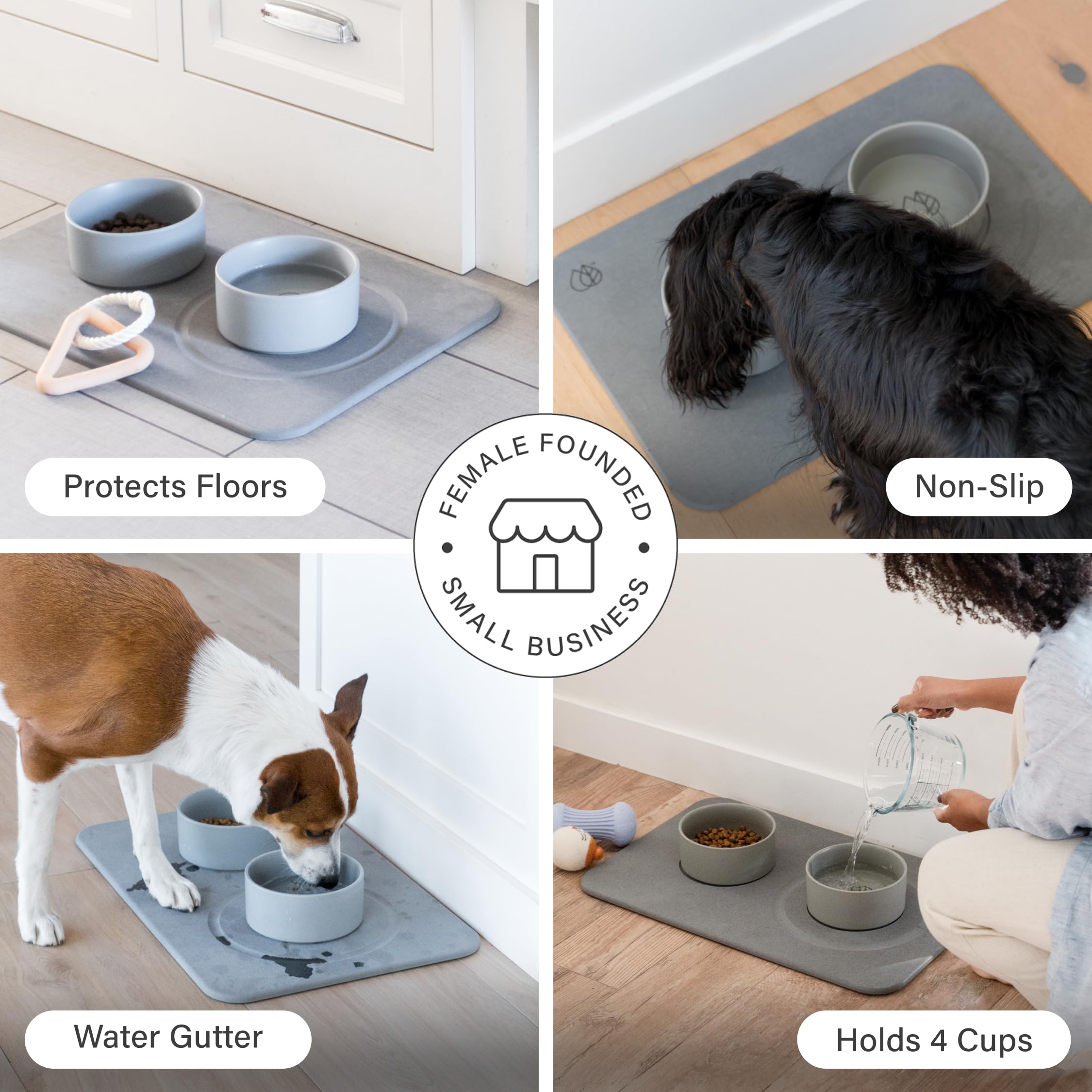 Dorai Home Stone Drying Mat For Dog Bowls - Absorbent Quick-Drying Pet Feeding Mat With Diatomaceous Earth, Non-Slip Base, And W