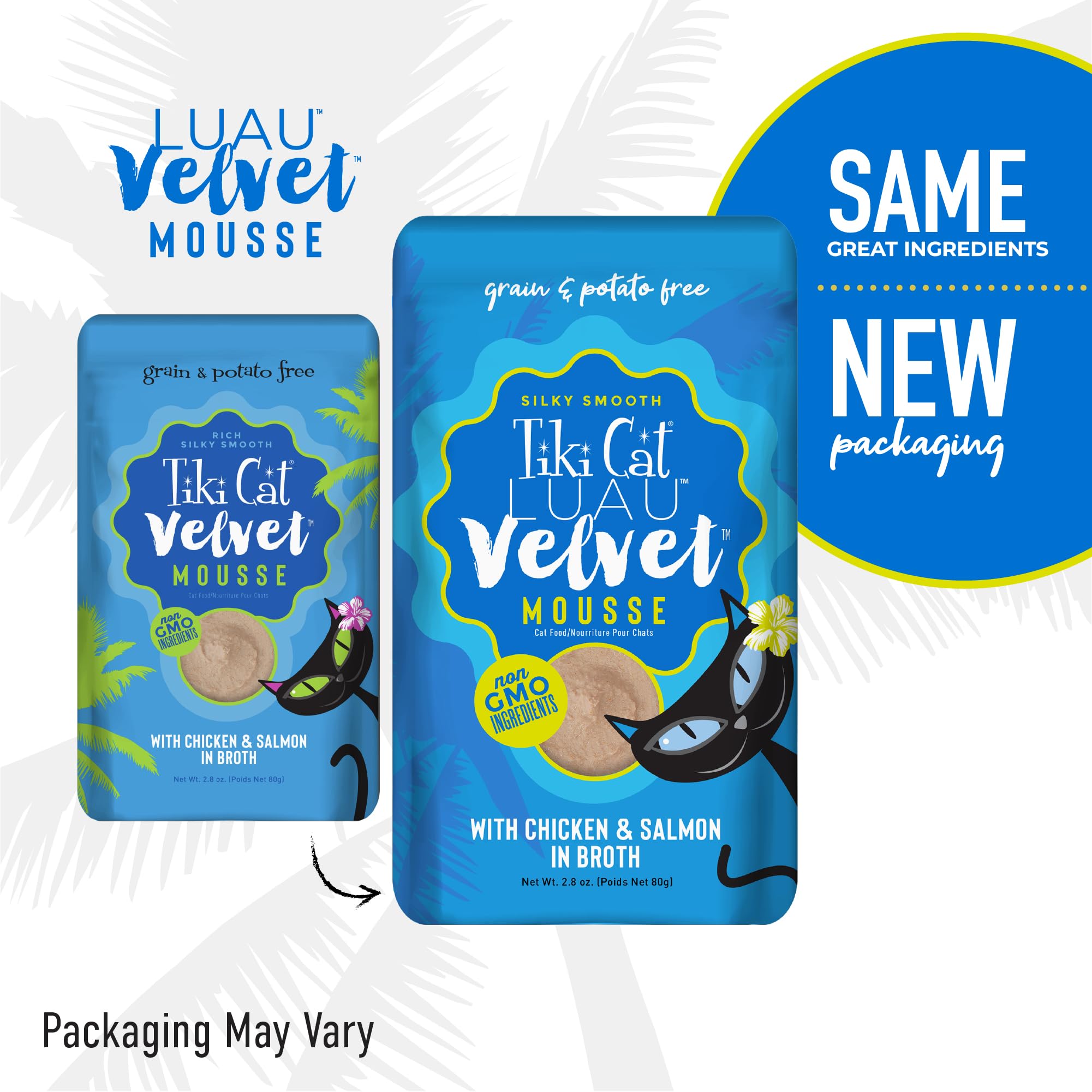Tiki Cat Luau Velvet Mousse, Chicken & Salmon in Broth, Complete Nutrition for Balanced Diet, Wet Cat Food For All Life Stages,