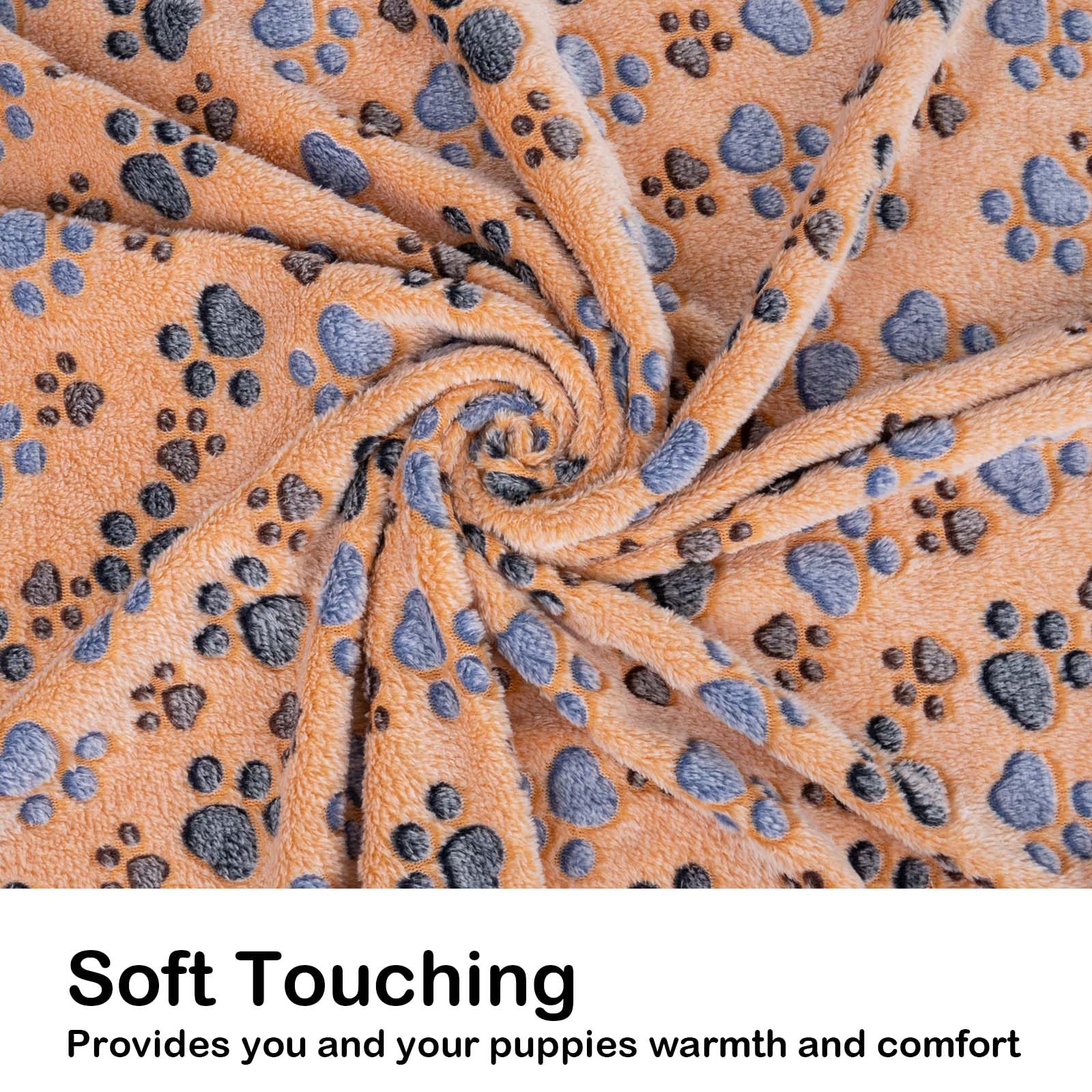 Dono 1 Pack 2 Dog Blankets, Soft Fluffy Fleece Pet Blanket Warm Sleep Mat Paw Print Design Puppy Kitten Throw Blankets Doggy Bla