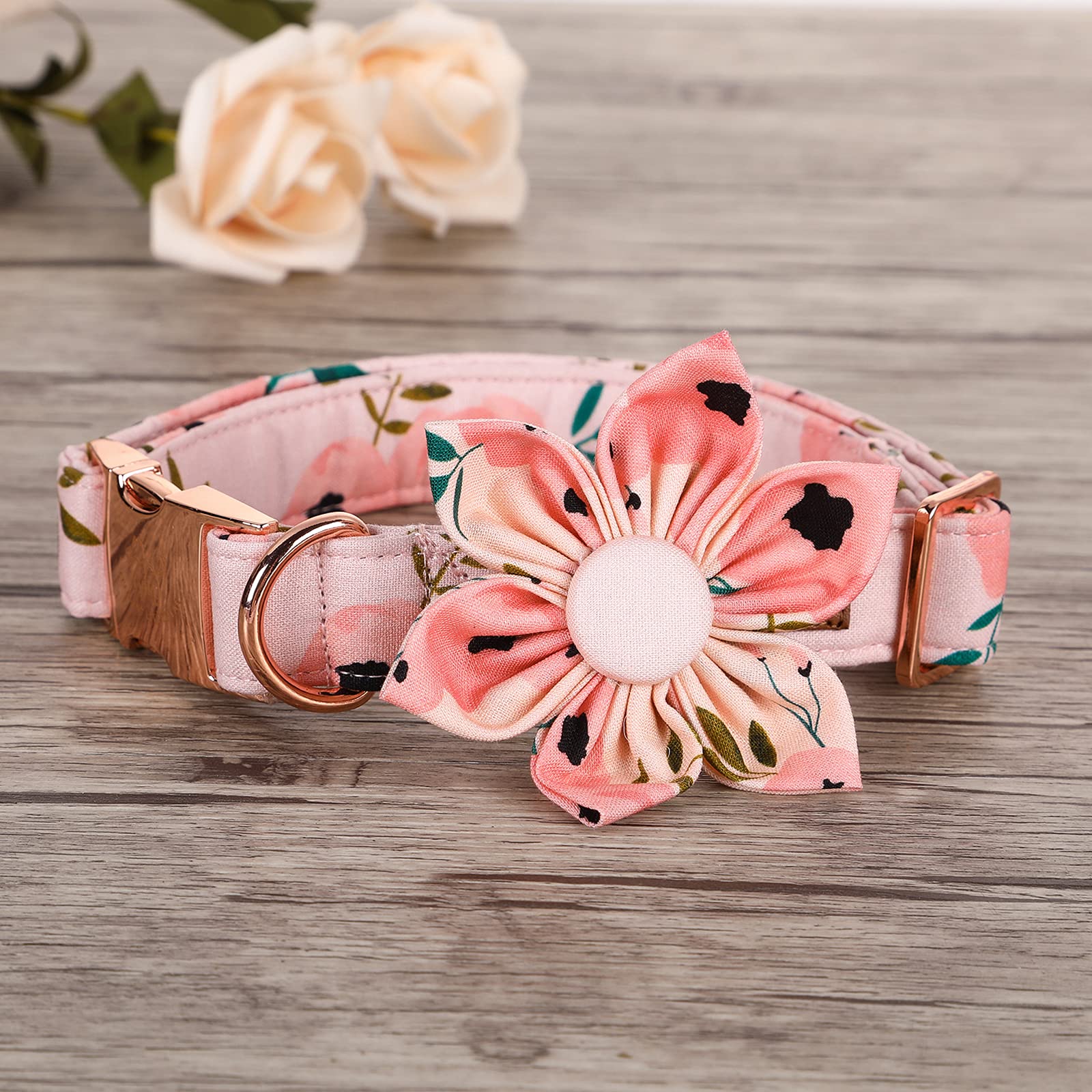 Elegant little tail Flower Girl Dog Collar for Female Dogs, Pet Collar Adjustable Dog Collars with Flower Gift for Large Dogs