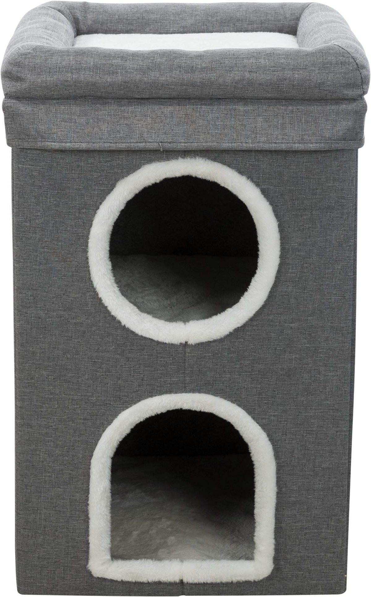 Trixie Saul Cat Condo | 2-Story Condo Tower | Scratching Surface | Foldable For Easy Storage | Gray