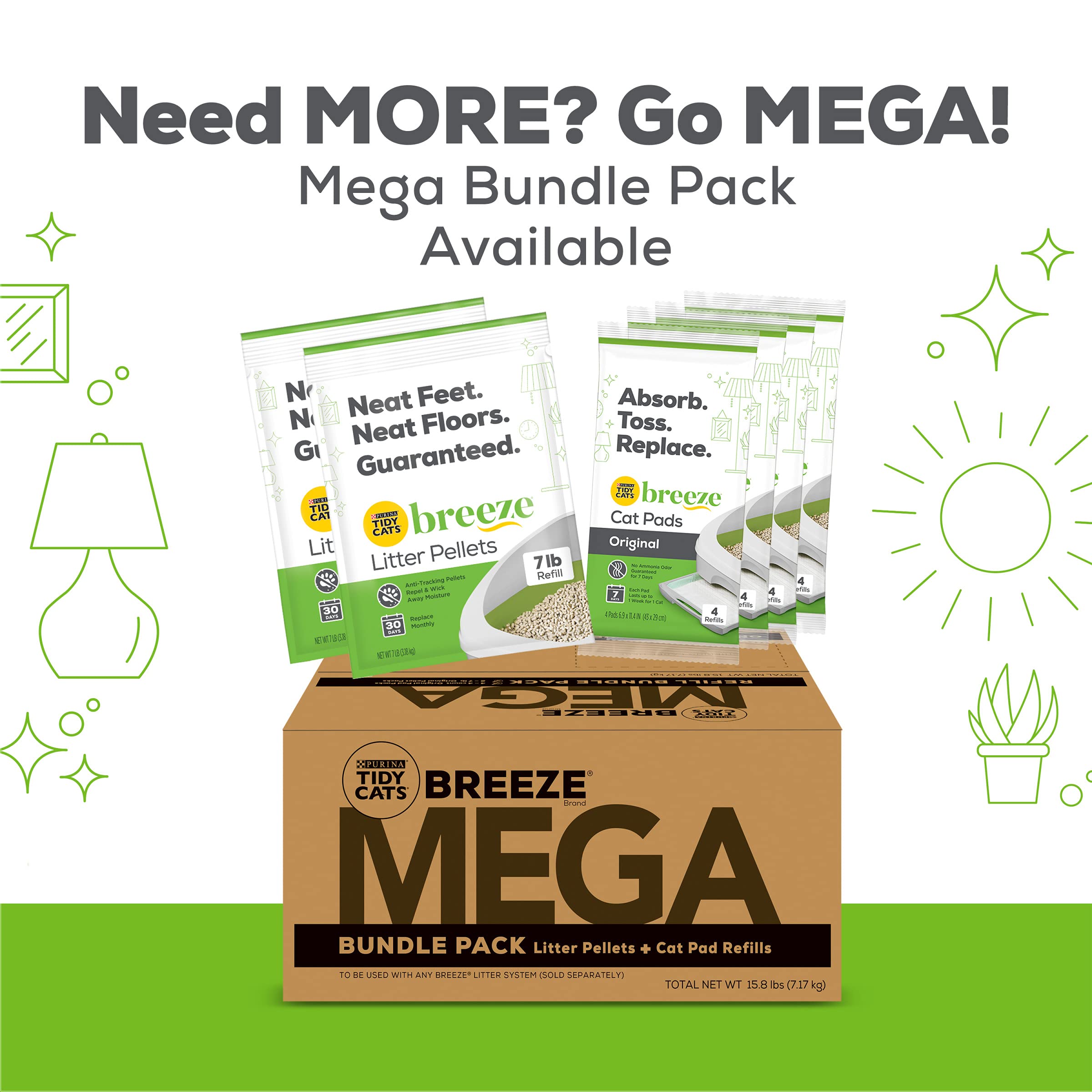 Tidy Cats Breeze XL Non-Clumping Litter System - 18 lb Odor Control Multi Cat Box, Gray, Easy Clean