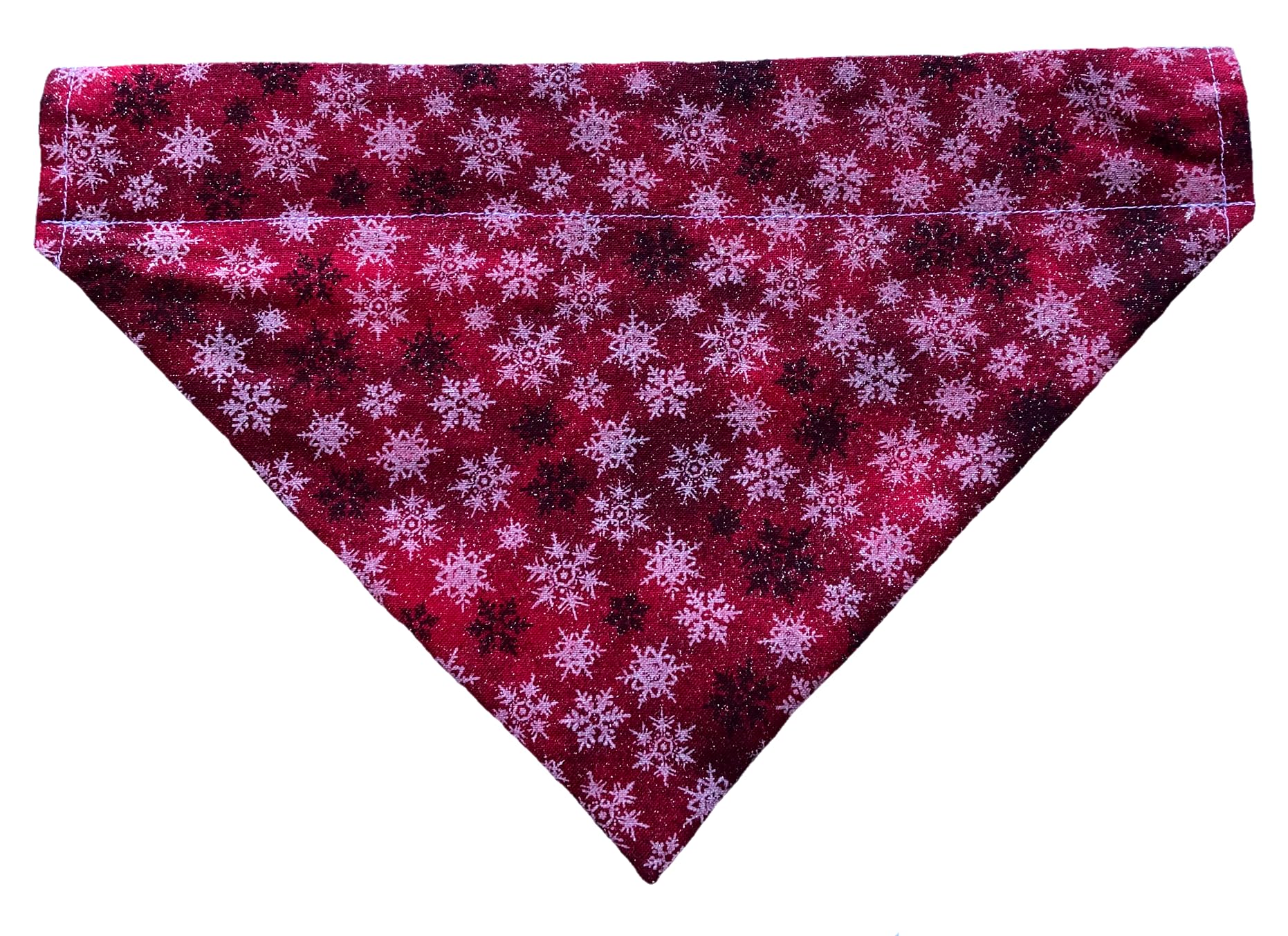 Christmas Bandana | Reversible Dog Bandana | Snowflakes | Glitter | Red | Blue | Slip Over The Collar Bandana | For Small Medium