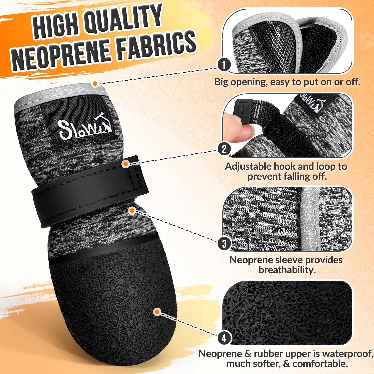 Lukovee Dog Shoes - Breathable Dog Sock Shoes For Hardwood Floor Snow Hot Pavement, Waterproof Non-Slip Soles Booties With Refle