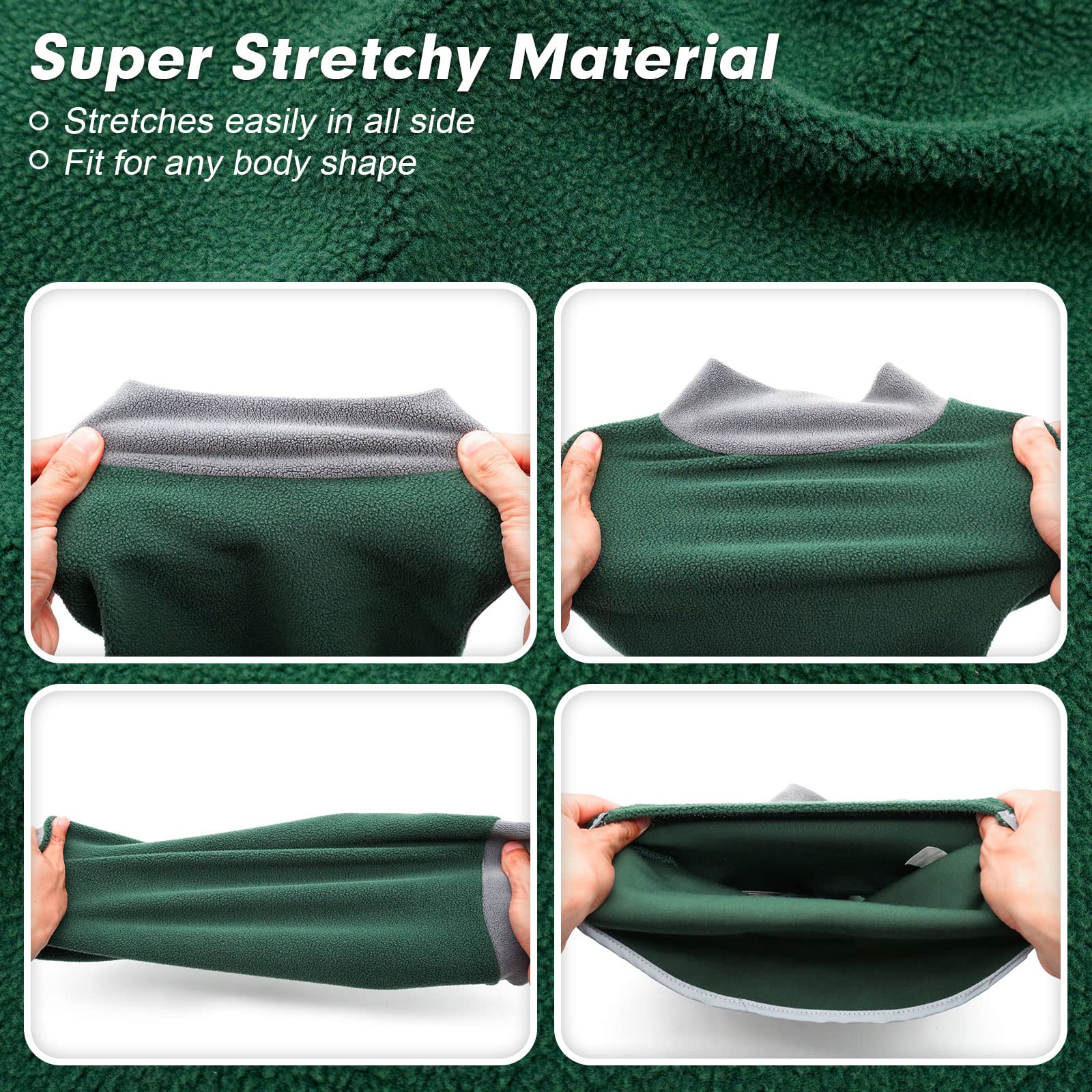 Cyeollo 2 Pack Dog Sweaters Stretchy Fleece Sweatshirt With Reflective Stripe Pullover Stretchable Dog Sweater Dog Clothes For Small Puppy Dogs Cats Size S Green & Grey