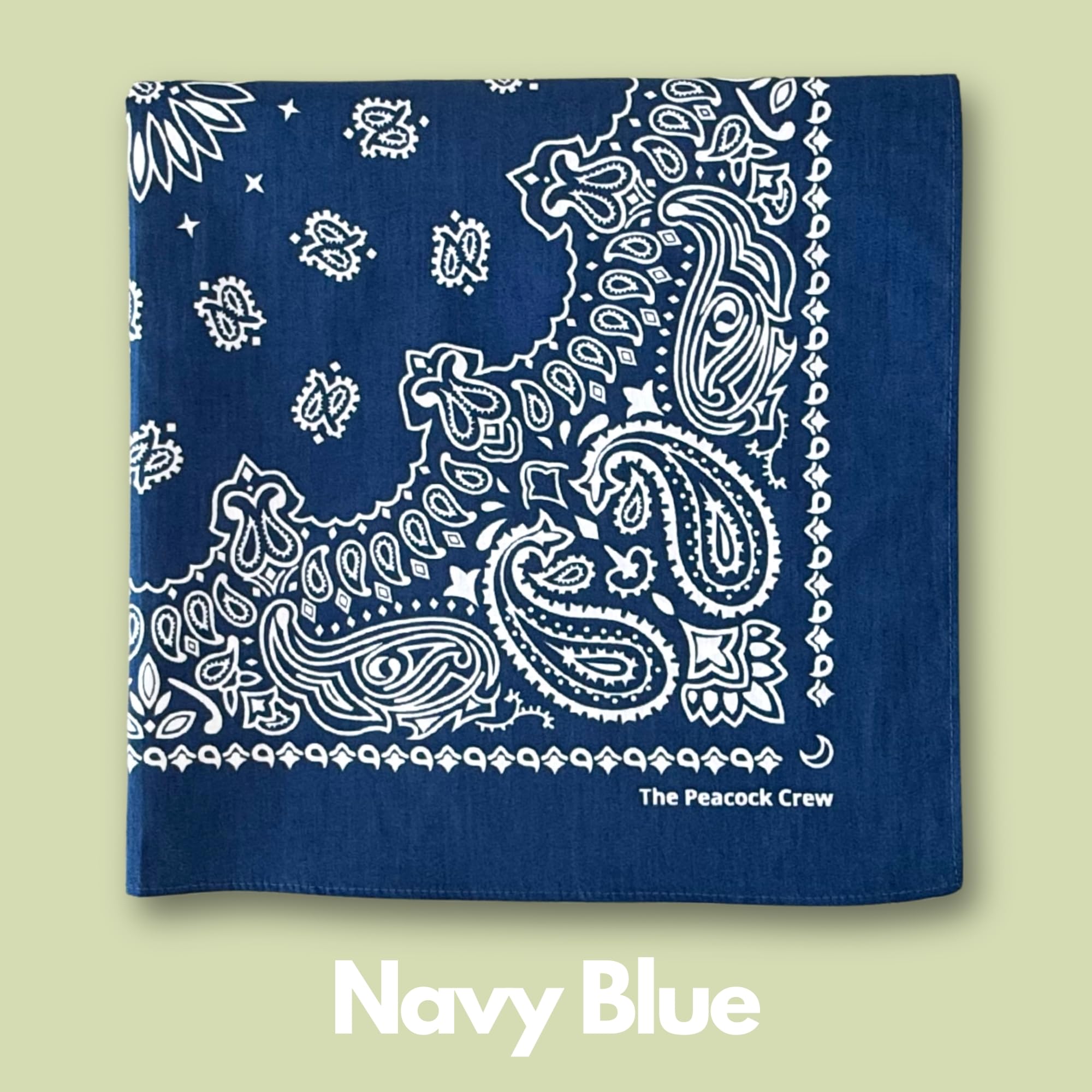 The Peacock Crew Pack of 4 Cotton Bandanas - Premium Paisley Print in Black, White, Red, Navy - Model 69