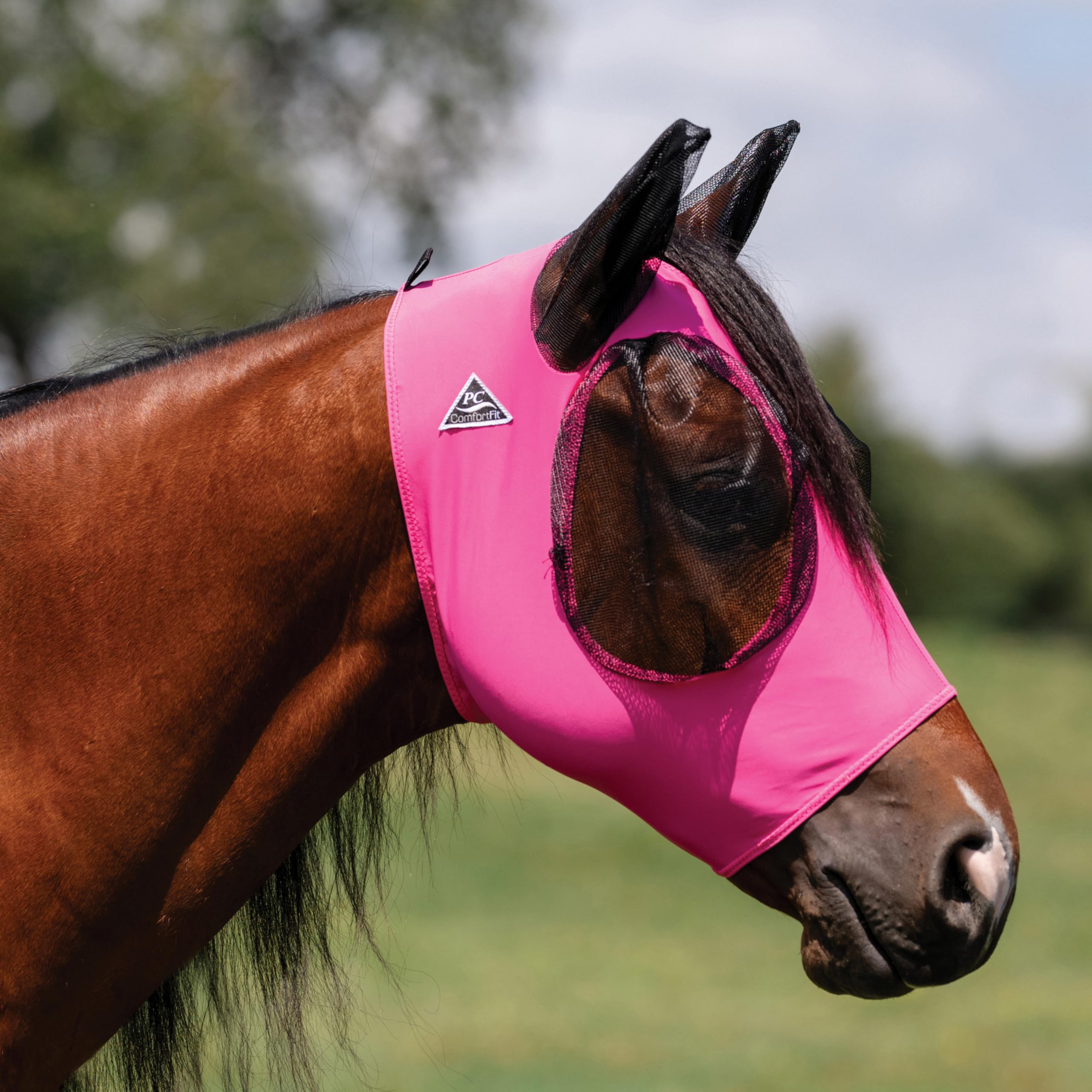 Professionals Choice Comfort Fit Fly Mask - Comfortable Fit Horse Fly Mask with Mesh Eye & Ear Protection, Forelock Opening | S