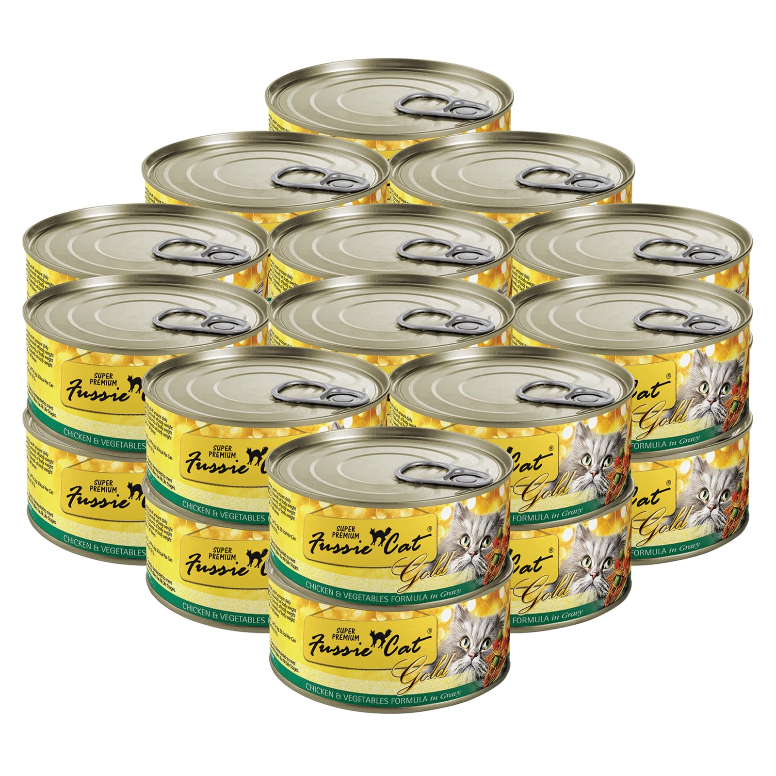 Fussie Cat Super Premium Chicken & Vegetables Formula in Gravy Grain-Free Wet Cat Food 2.82oz, case of 24
