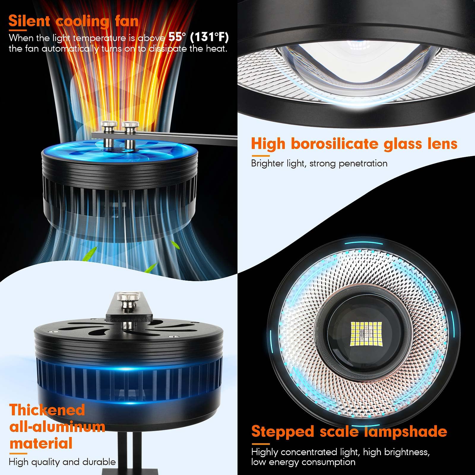 AQQA Aquarium Clip-On Stream Light with Controller, LED Fish Tank Light with 3 Modes (White/RGB/Full Spectrum), Timer & 6 Bright