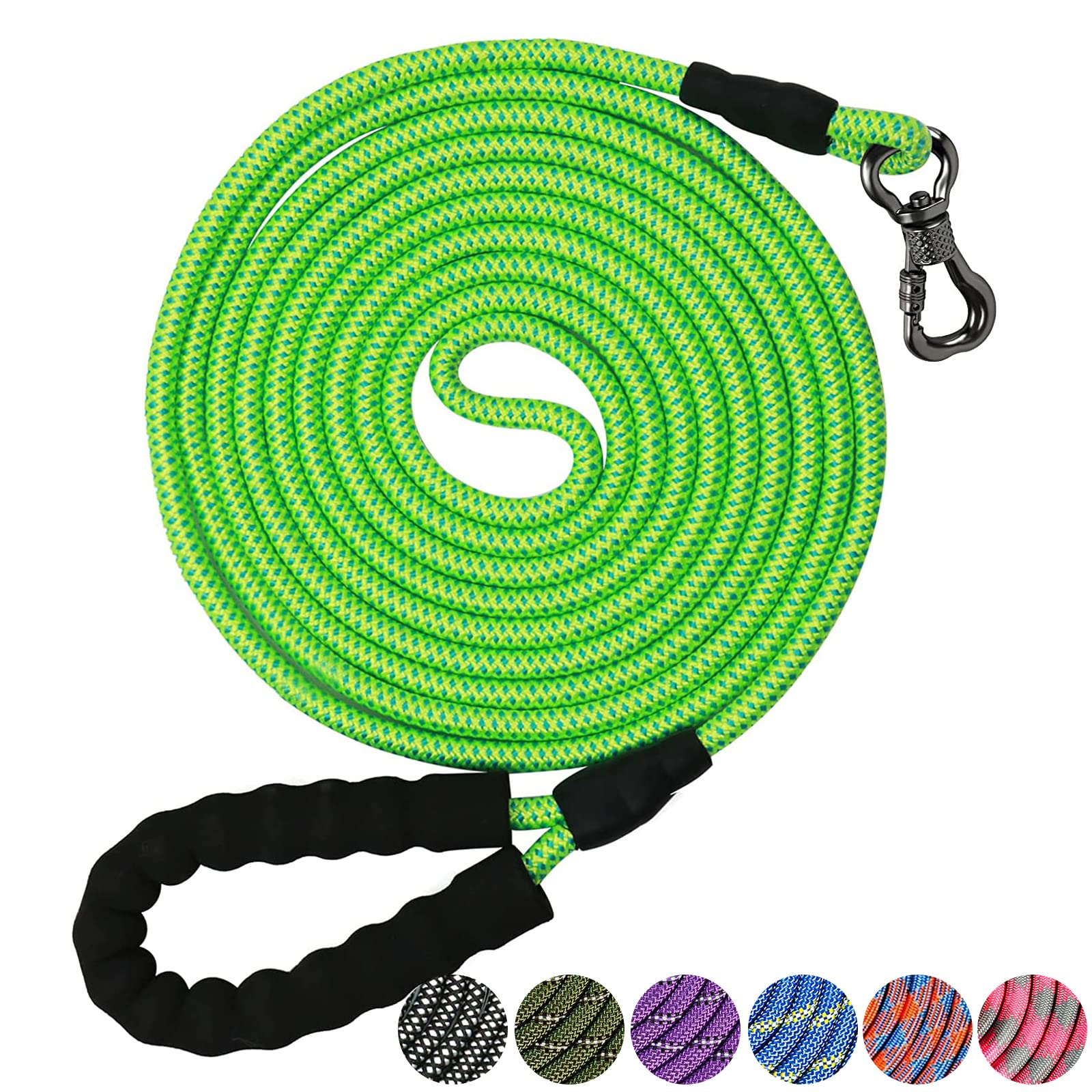 Ntr Heavy Duty Dog Leash, 30Ft Reflective Dog Leash With Swivel Lockable Hook And Comfortable Padded Handle, Puppy Leash For Walking, Hunting, Camping, Backyard For Small Medium And Large Dogs