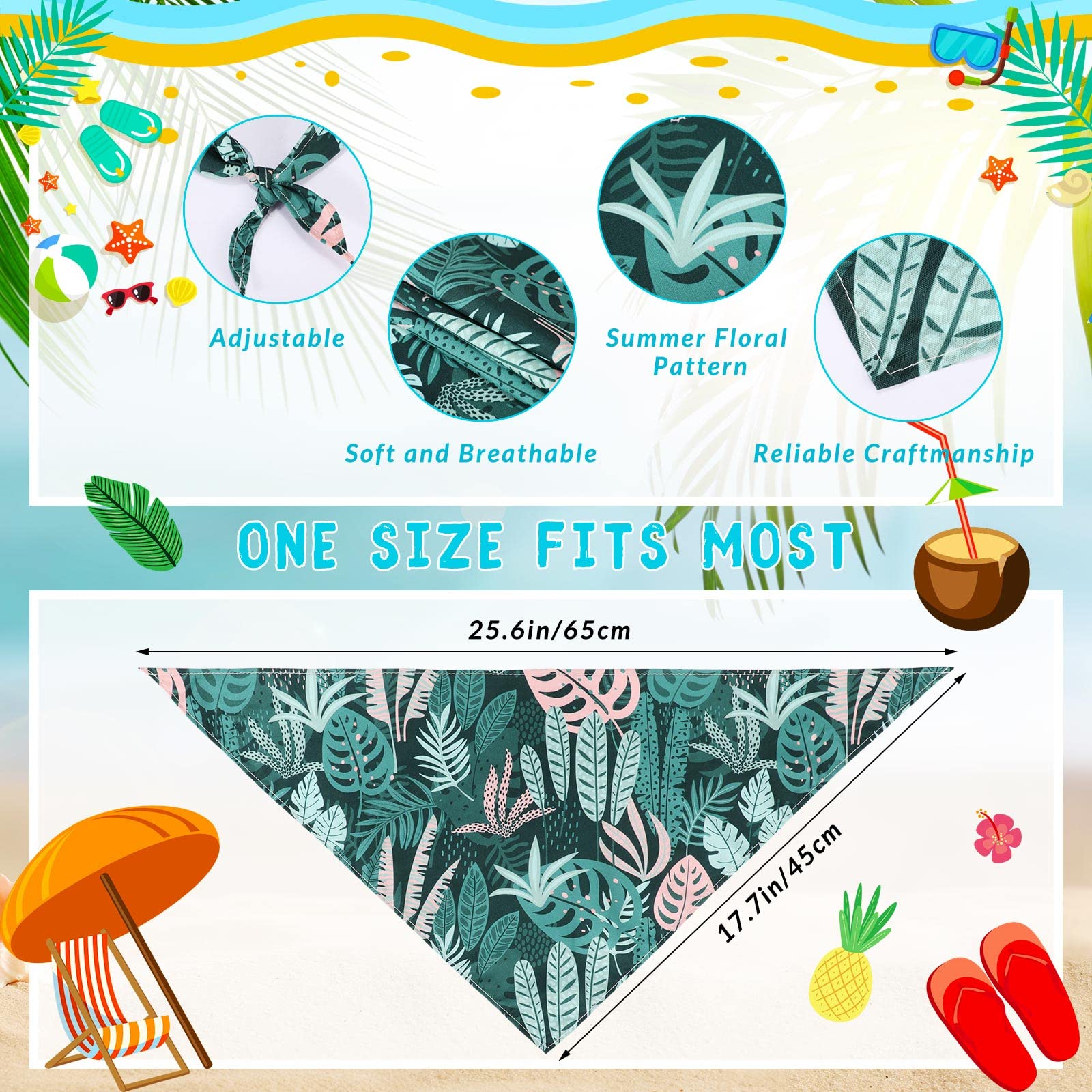 Kacctyen 100 Pcs Dog Bandanas For Summer Bulk Hawaiian Floral Pet Scarf Bibs Adjustable Washable Kerchief Seasonal Pet Costume A