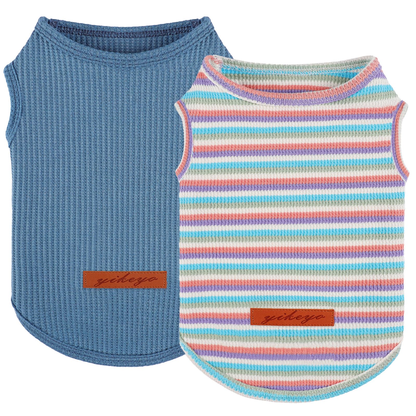 Kosiyi 2Pack Dog Shirt Vest Waffle Dog Clothes For Small Dogs Boy Girl Stretchy Spring Summer Puppy T-Shirts Soft Breathable Tan