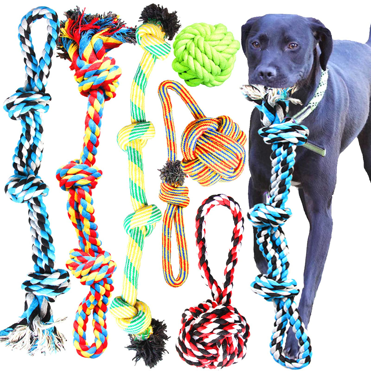 Youngever 6 Pack Large Dog Rope Toys, Dog Chew Toys, Dog Toys For Large, Xl Large Breed Dogs