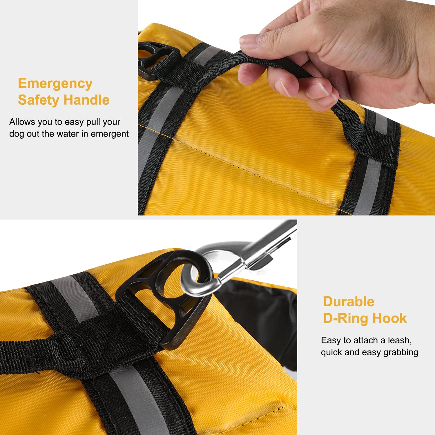 Haocoo Dog Life Jacket Vest Saver Safety Swimsuit Preserver With Reflective Stripes/Adjustable Belt Dogs?Yellow,Xl