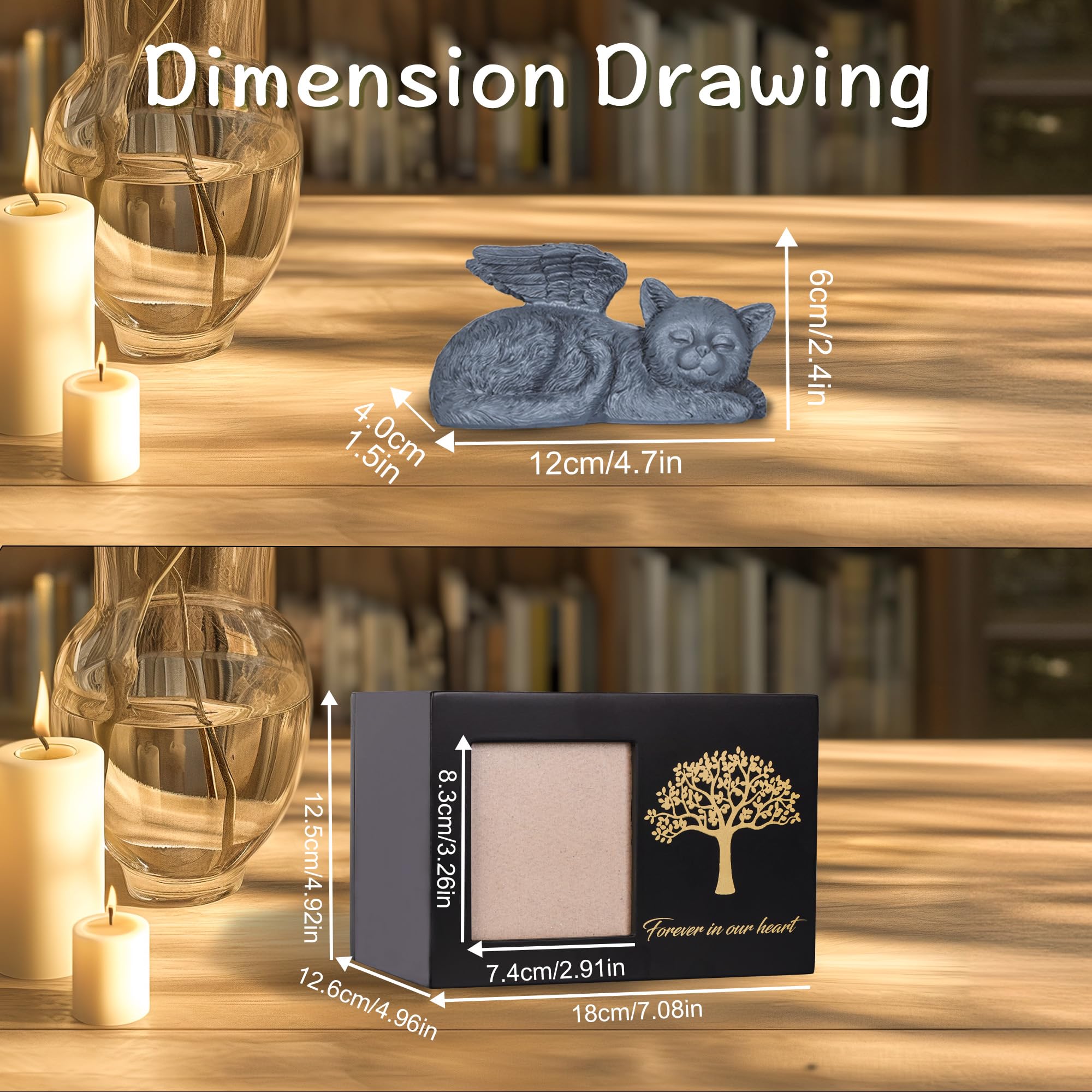 Didibirdi Pet Urn For Cat Ashes,Wooden White Cat Urns For Ashes,Cat Memory Box