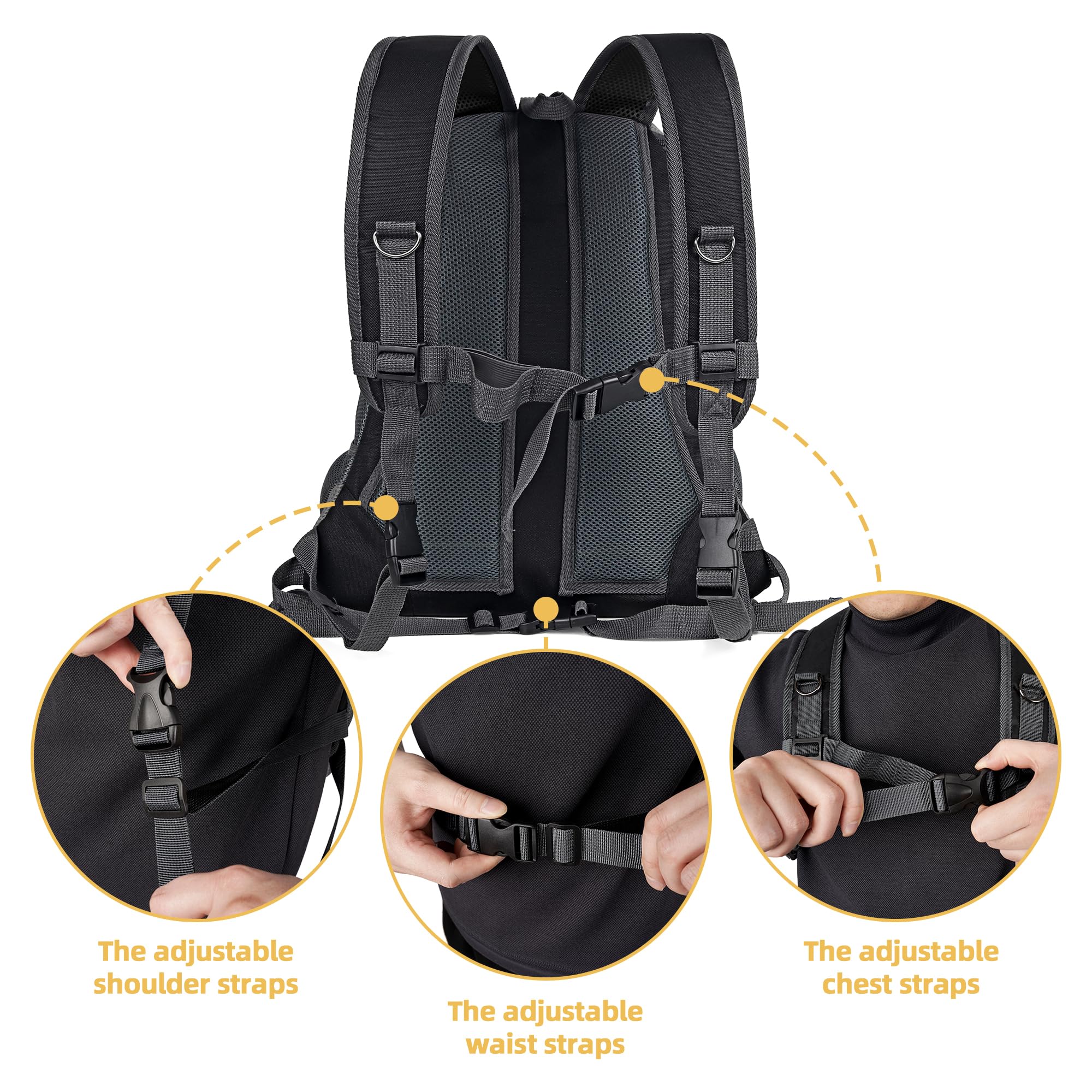 Woyyho Pet Dog Carrier Backpack Puppy Dog Travel Carrier Front Pack Breathable Head-Out Backpack Carrier For Small Dogs Cats Rabbits (L (Up To 14 Lbs), Black)