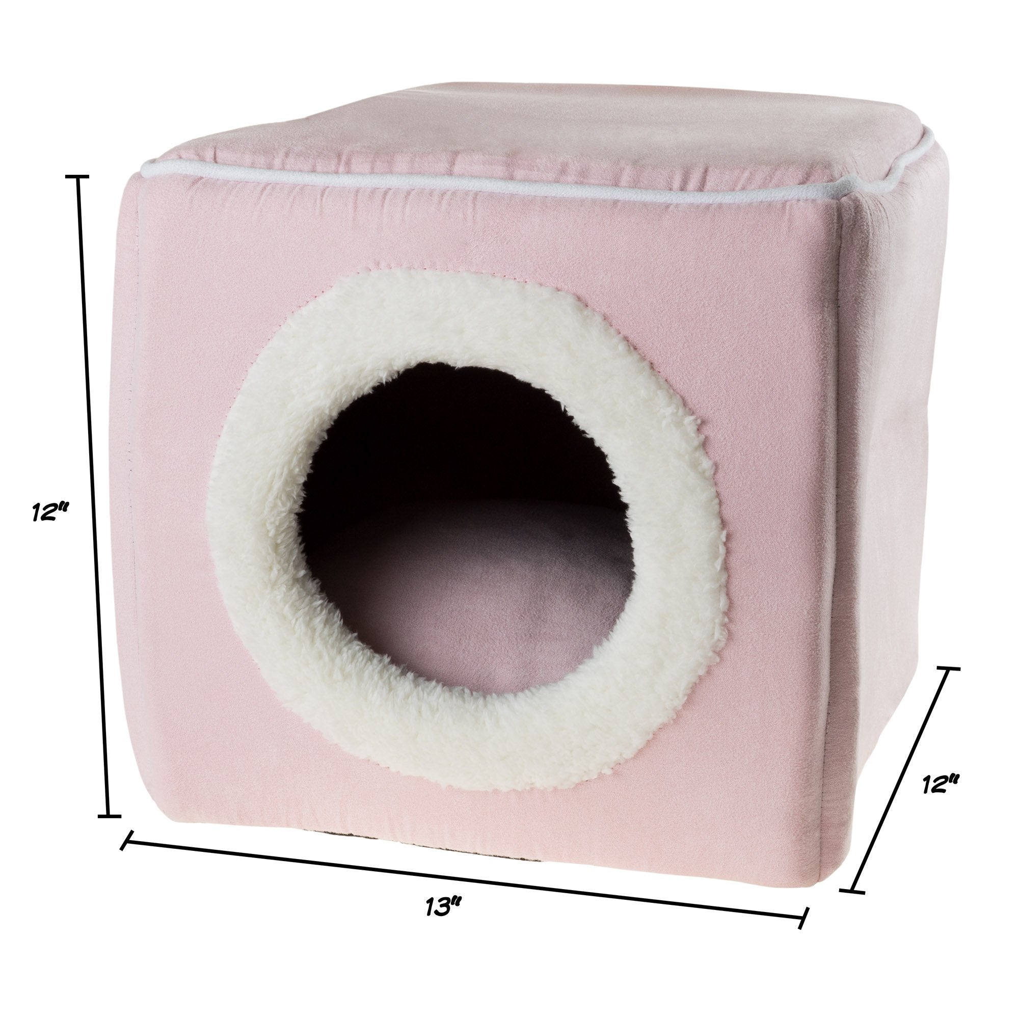 Cat Pet Bed, Cave- Soft Indoor Enclosed Covered Cavern/House For Cats, Kittens, And Small Pets With Removable Cushion Pad By Petmaker (Pink) 13X12X12