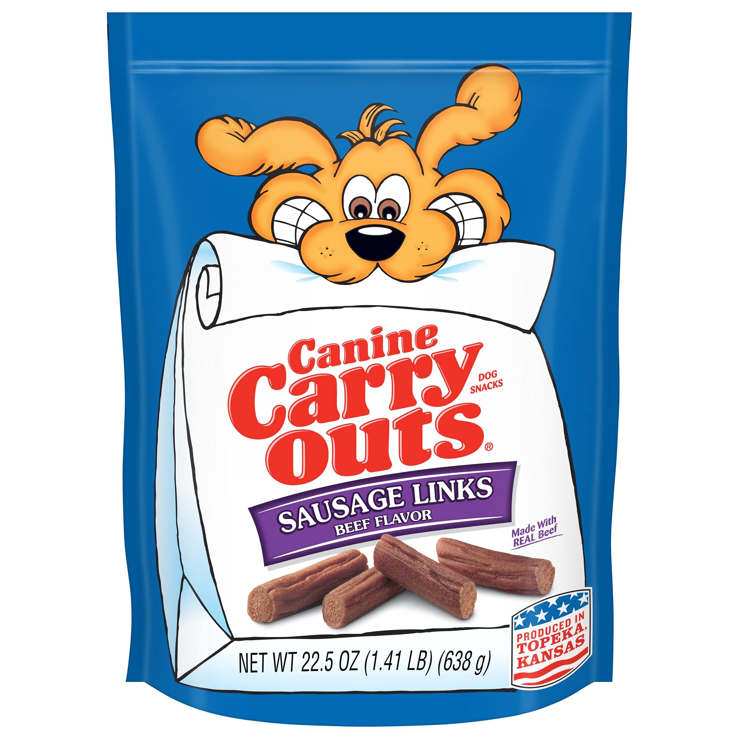 Canine Carry Outs Dog Treats, Sausage Links, 22.5 Ounce (Pack of 6), Made with Real Beef