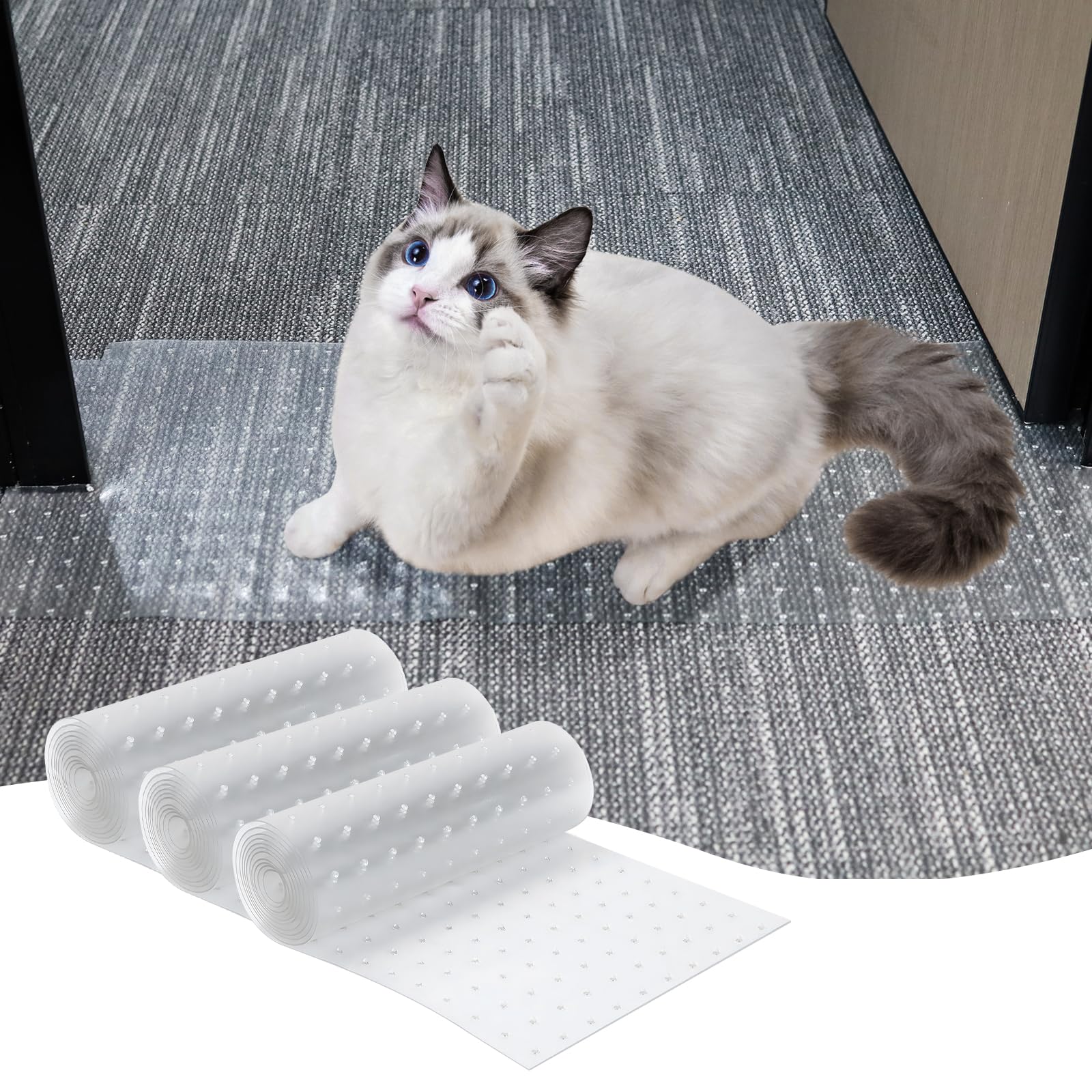 KHS 3PCS Plastic Carpet Protector for Pets, 3.6FT Carpet Scratch Stopper, Stop Cats from Scratching Carpets at Doorways, Easy to