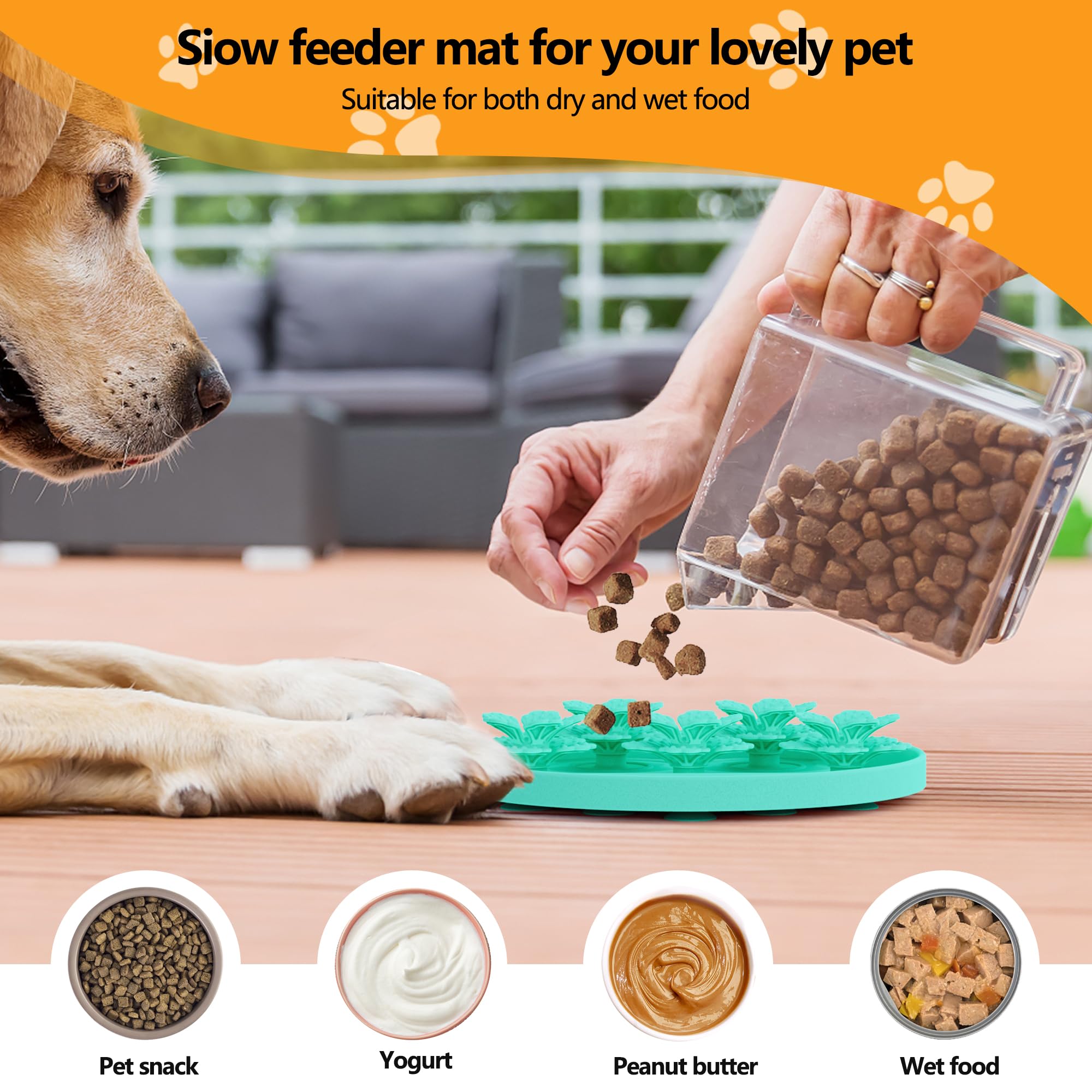 Awinner Slow Feeder Dog Bowl Make Mealtime Fun And Healthy With - Reduce Overeating And Aid Digestion Cat Lick Mat (Cyan)