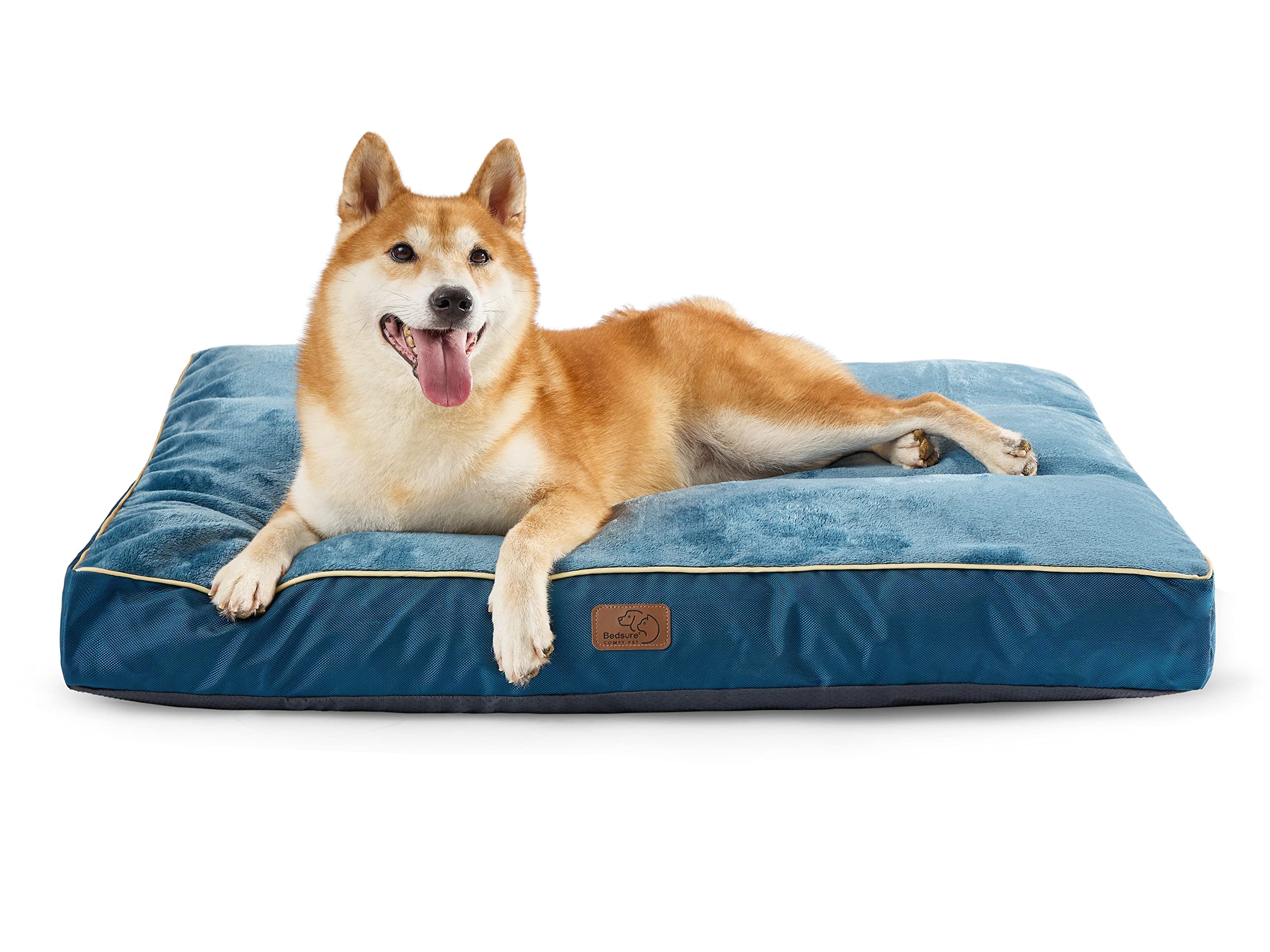 Bedsure Waterproof Dog Beds For Large Dogs - 4 Inch Thicken Up To 80Lbs Pet Mat Pillows With Removable Washable Cover, Blue