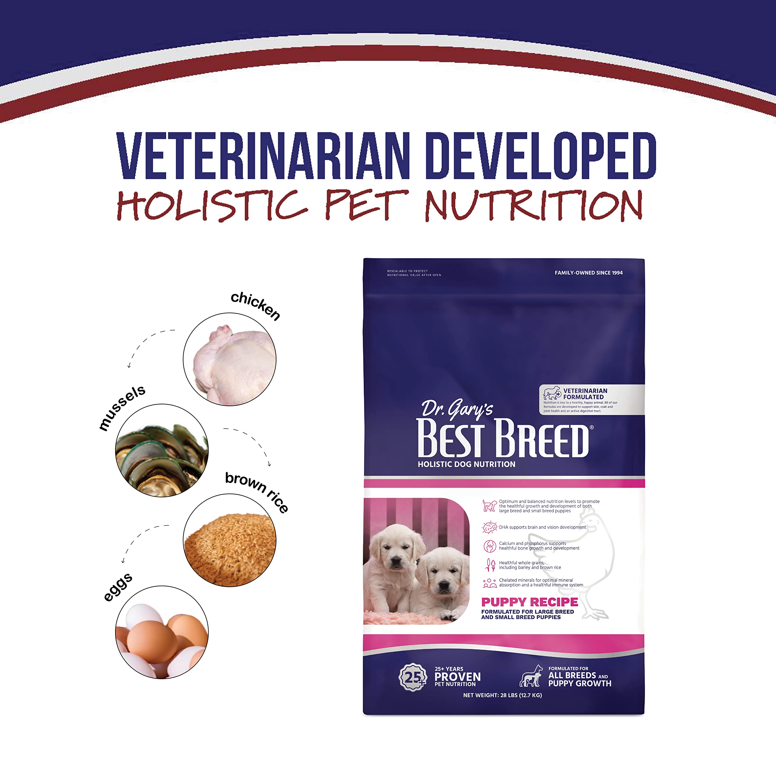 Best Breed Puppy Diet Made in USA [Natural Dry Puppy Food for Large Breed and Small Breed Puppies]- 4lbs.