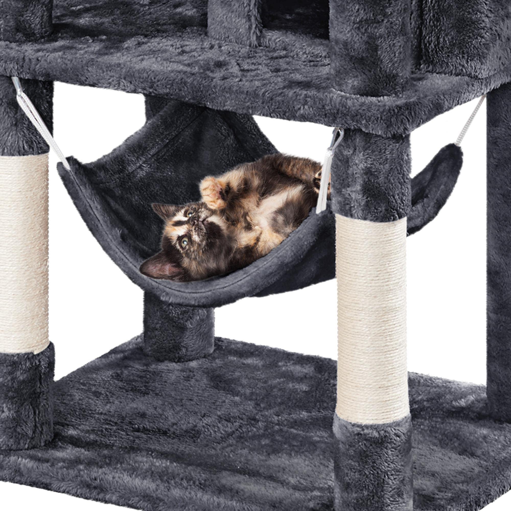Yaheetech Cat Tower, 67In Condos With 3 Removable Kitty Teaser Sticks, Hammock, Scratching Posts, Basket For Indoor Large Kitten