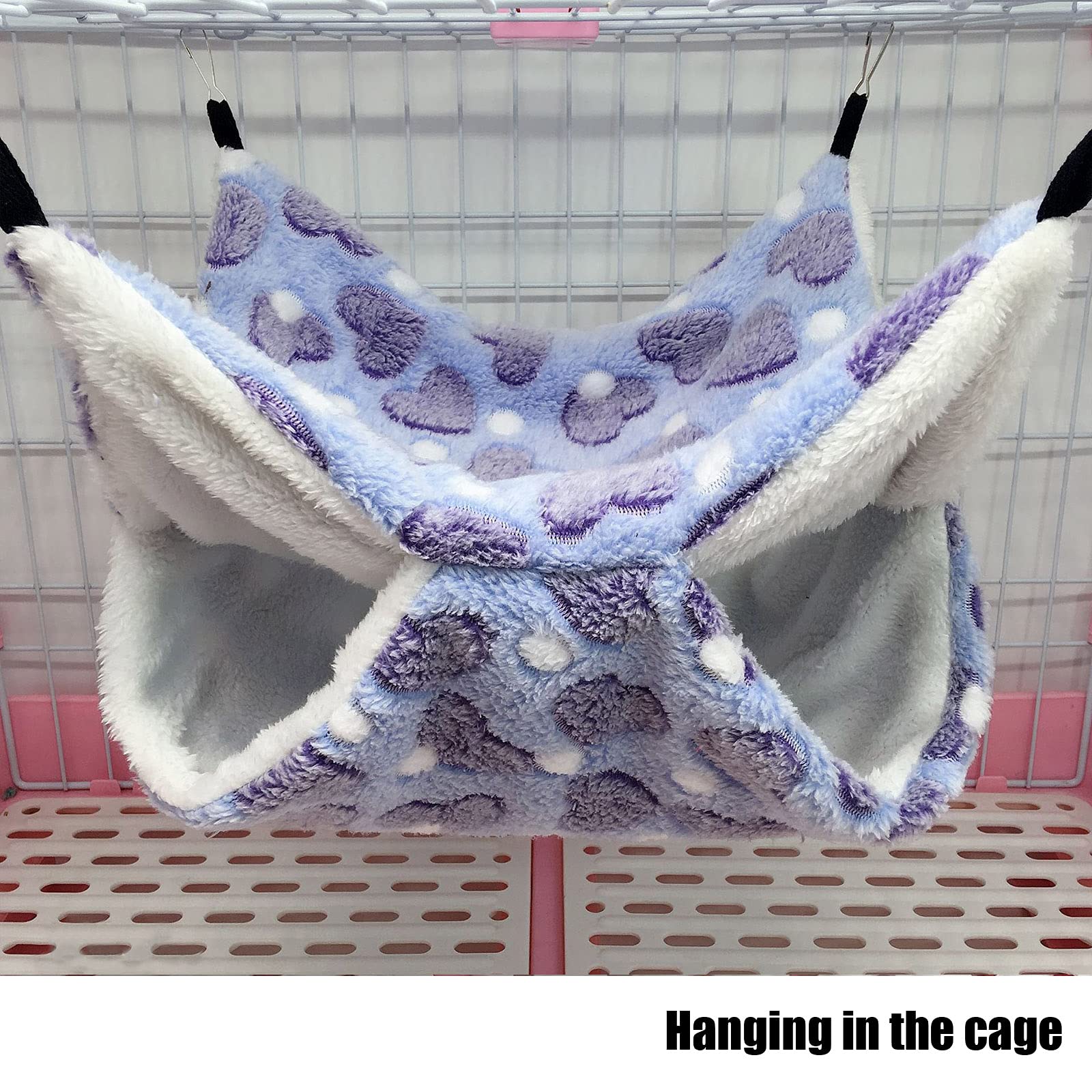 Eismc2 2 Pieces Small Animals Pet Cage Hammock Hanging Tunnel, Guinea Hammock Bed Accessories For Ferret Rat Chincilla (Purple)