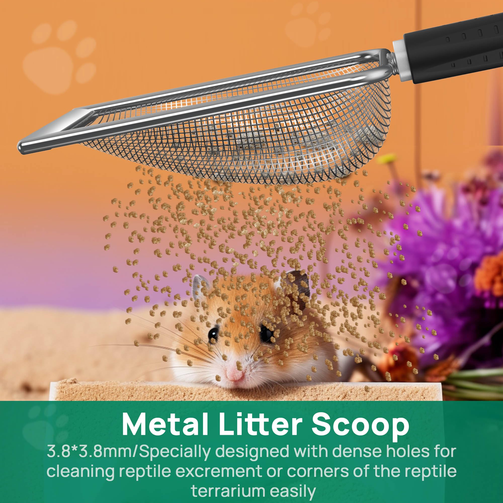 Xiaoxingyun Litter Scooper With Holder For Sandbath Box,Stainless Steel Litter Scooper Includes Portable Small Broom And Dustpan