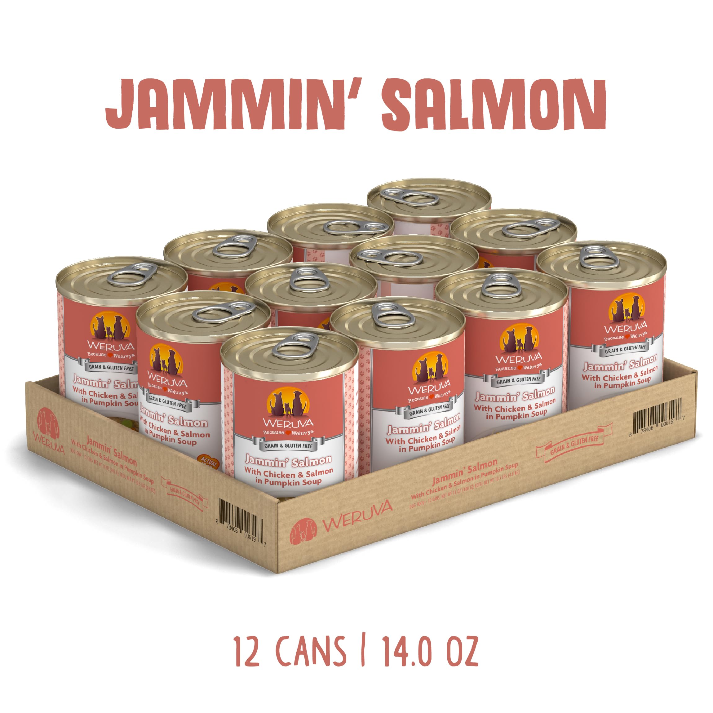 Weruva Classic Dog Food, Jammin Salmon with Chicken & Salmon in Gravy, 14oz Can (Pack of 12), Red (Jammin Salmon)