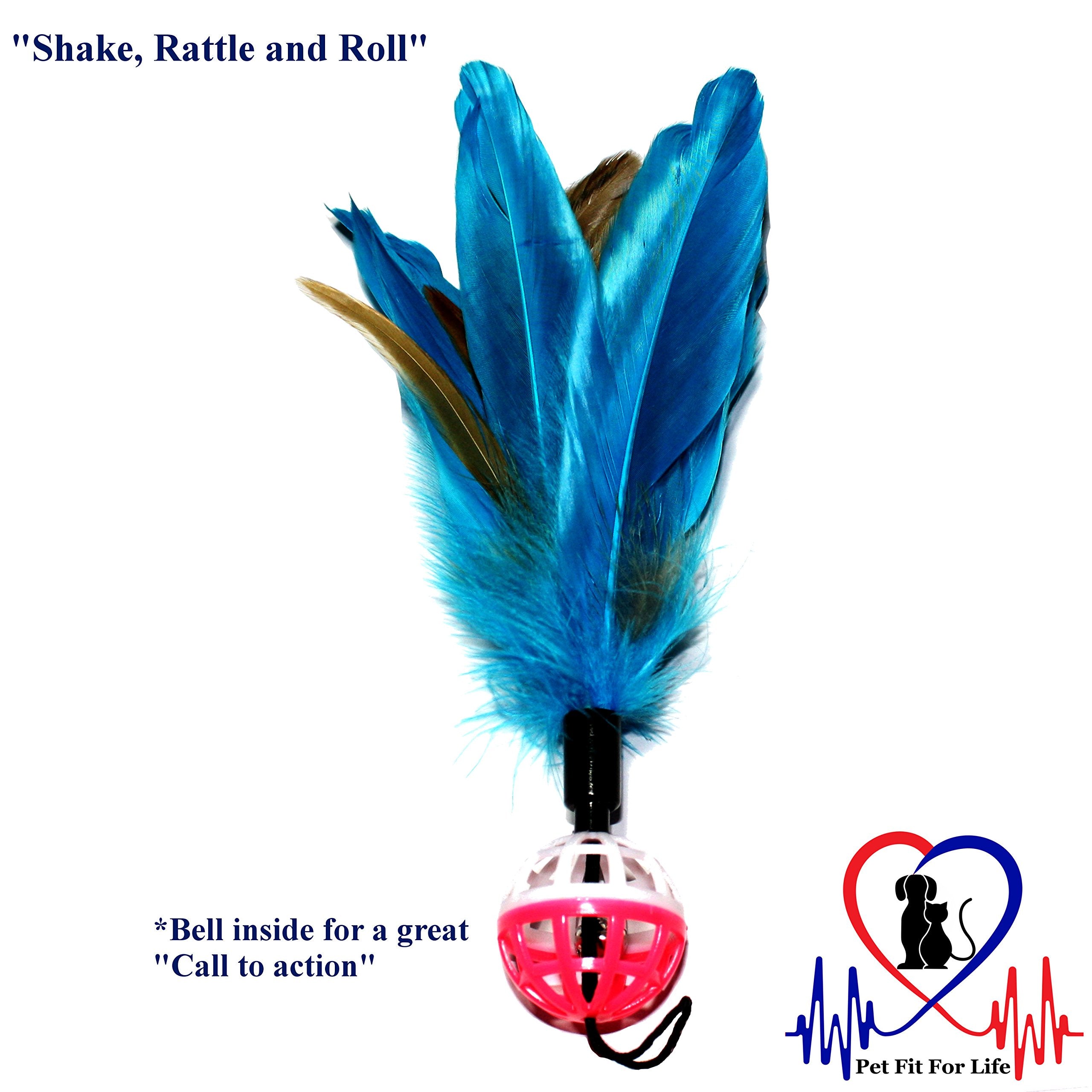 Pet Fit For Life 4 Piece Dual Rod Feather Teaser And Exerciser For Kitten And Cats - Cat Toy Interactive Cat Wand