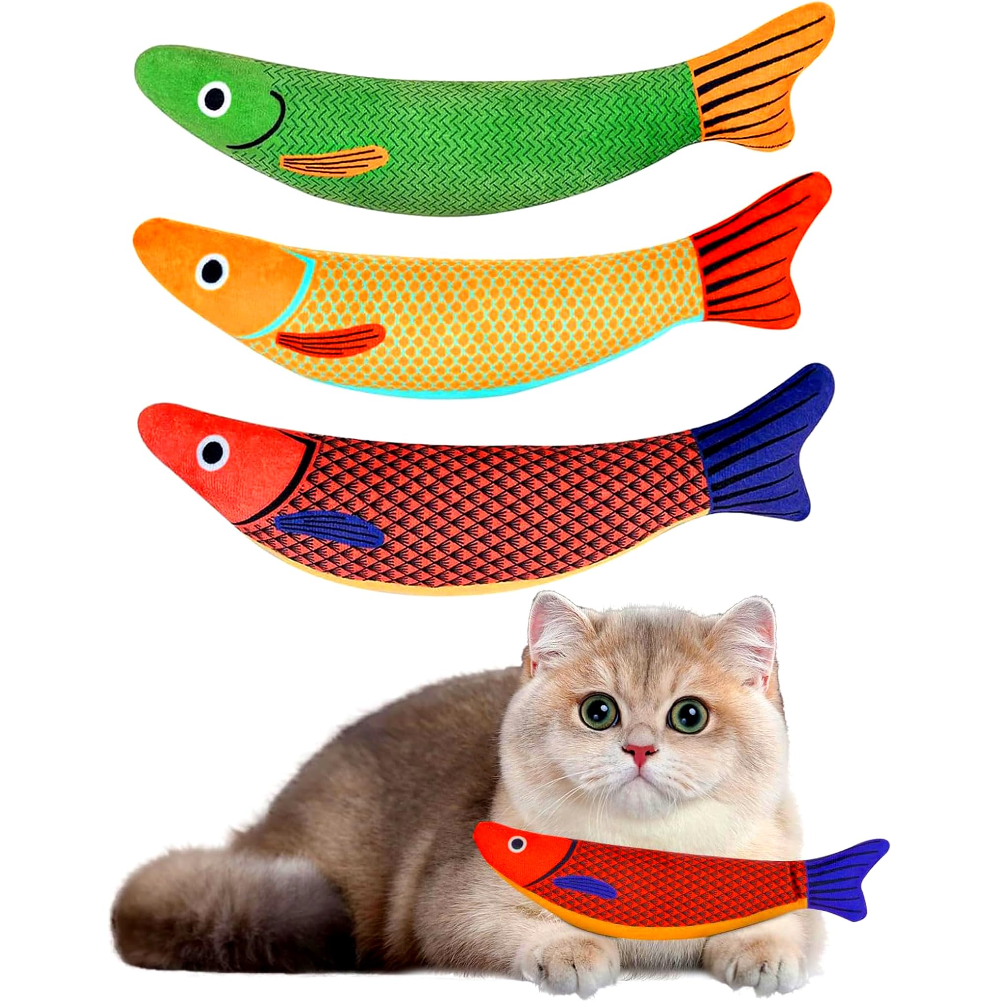 Woofy Pups&Pets 1 Pcs Pack Realistic Lifelike Teeth Cleaning Multicolor Cat Toy Fish Plush Interactive Small Soft Training Funny