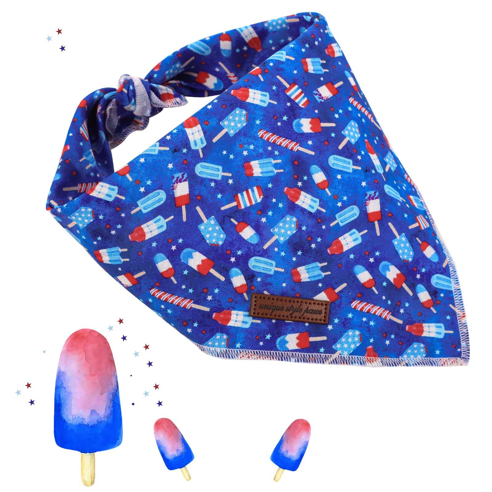 Unique Style Paws Independence Day Flag Dog Bandana, Best For Small Medium Large Boys Girls Dogs