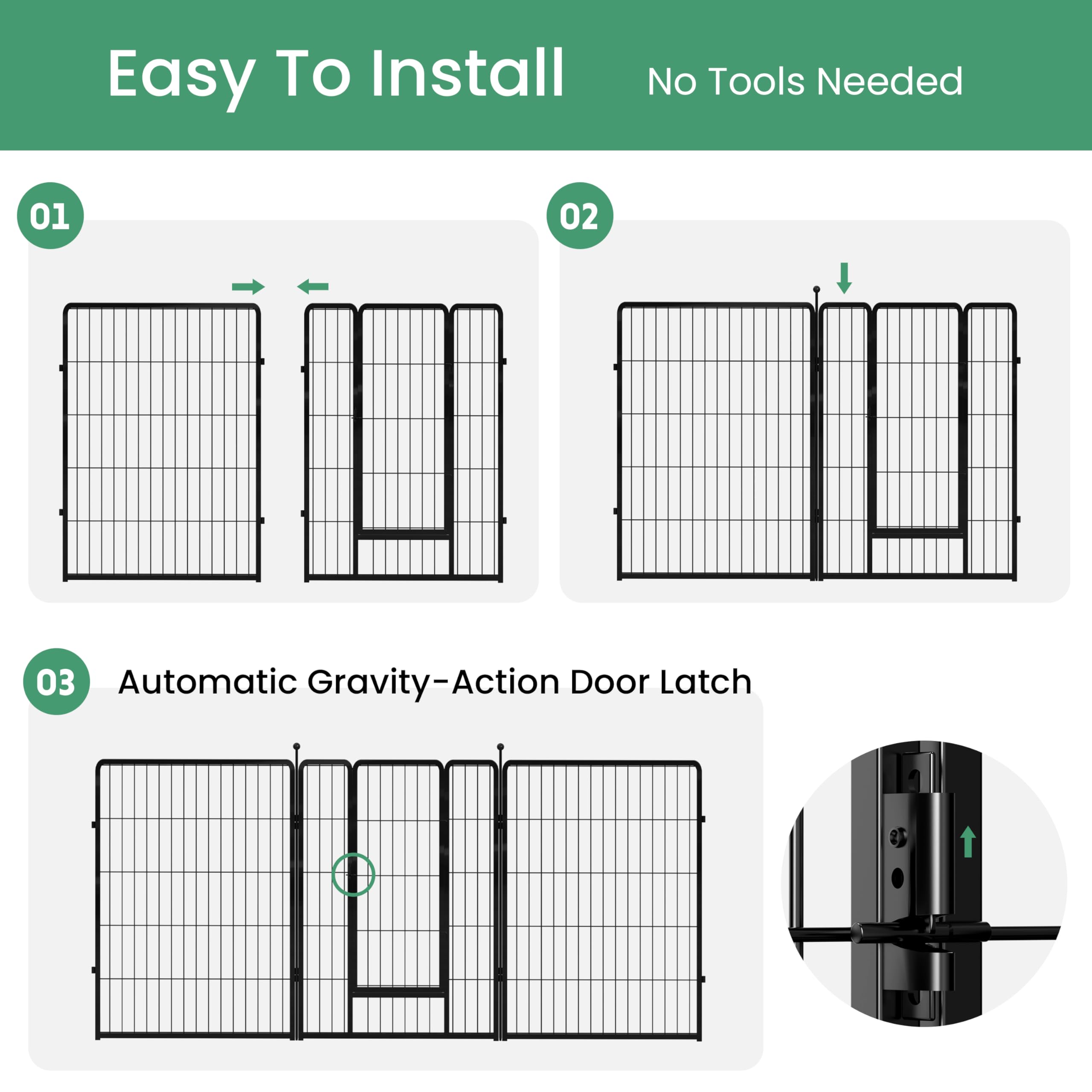 Simple Deluxe Dog Playpen, 40 Height 8 Panels Fence with Anti-Rust Coating, Metal Heavy Portable Foldable Dog Pen for Medium/Lar