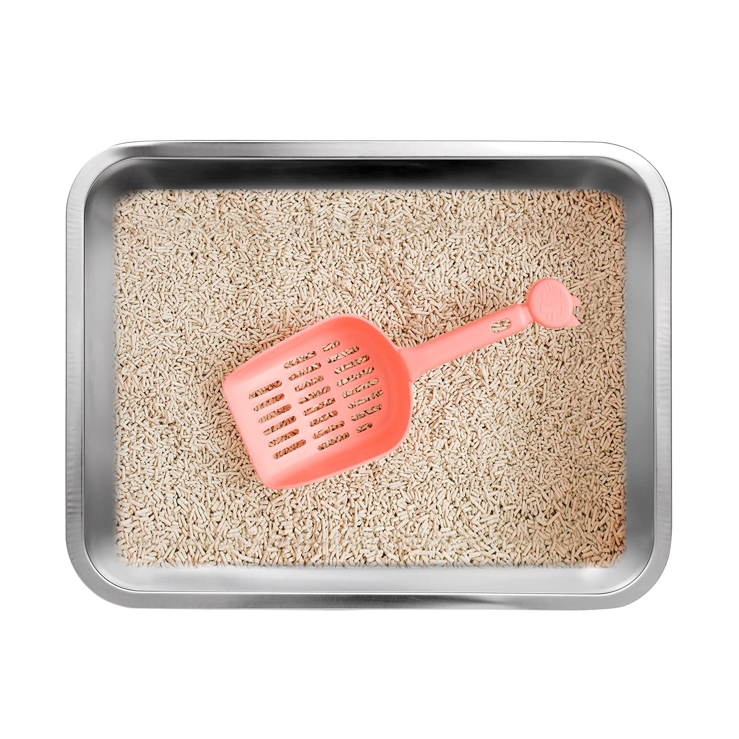 Kichwit Stainless Steel Litter Box For Cat, Non Stick Smooth Surface (17.5' L X 13.5' W X 6' H)