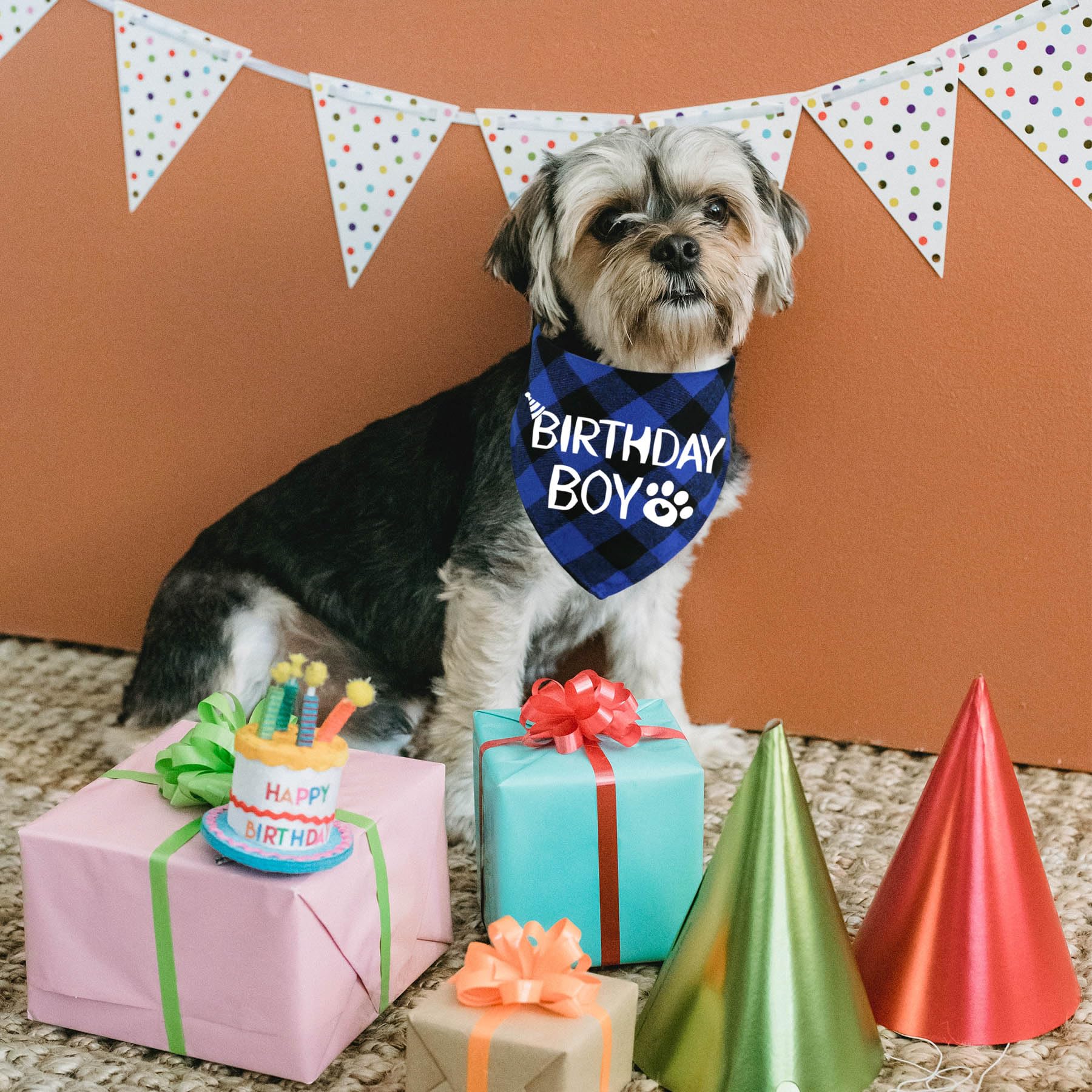 Stmk Dog Birthday Bandana, Multi Sizes Dog Birthday Boy Bandana For Small Medium Large Dogs Pets (Small, Blue)