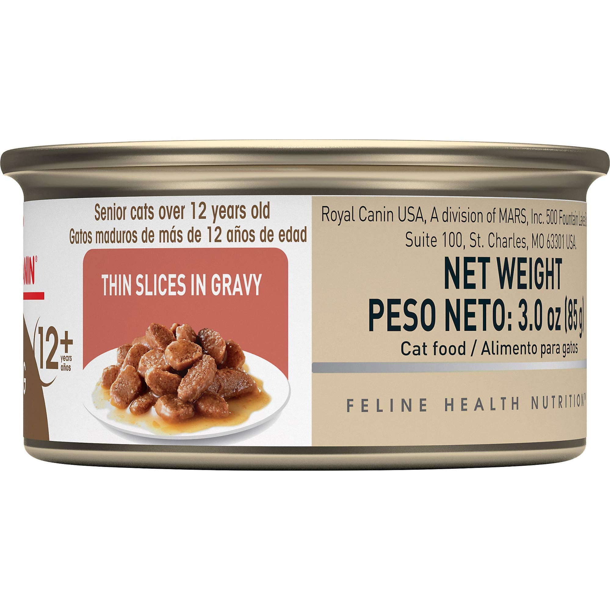 Royal Canin Feline Health Nutrition Aging 12+ Thin Slices In Gravy Canned Cat Food, 3 oz Can (Pack of 24)