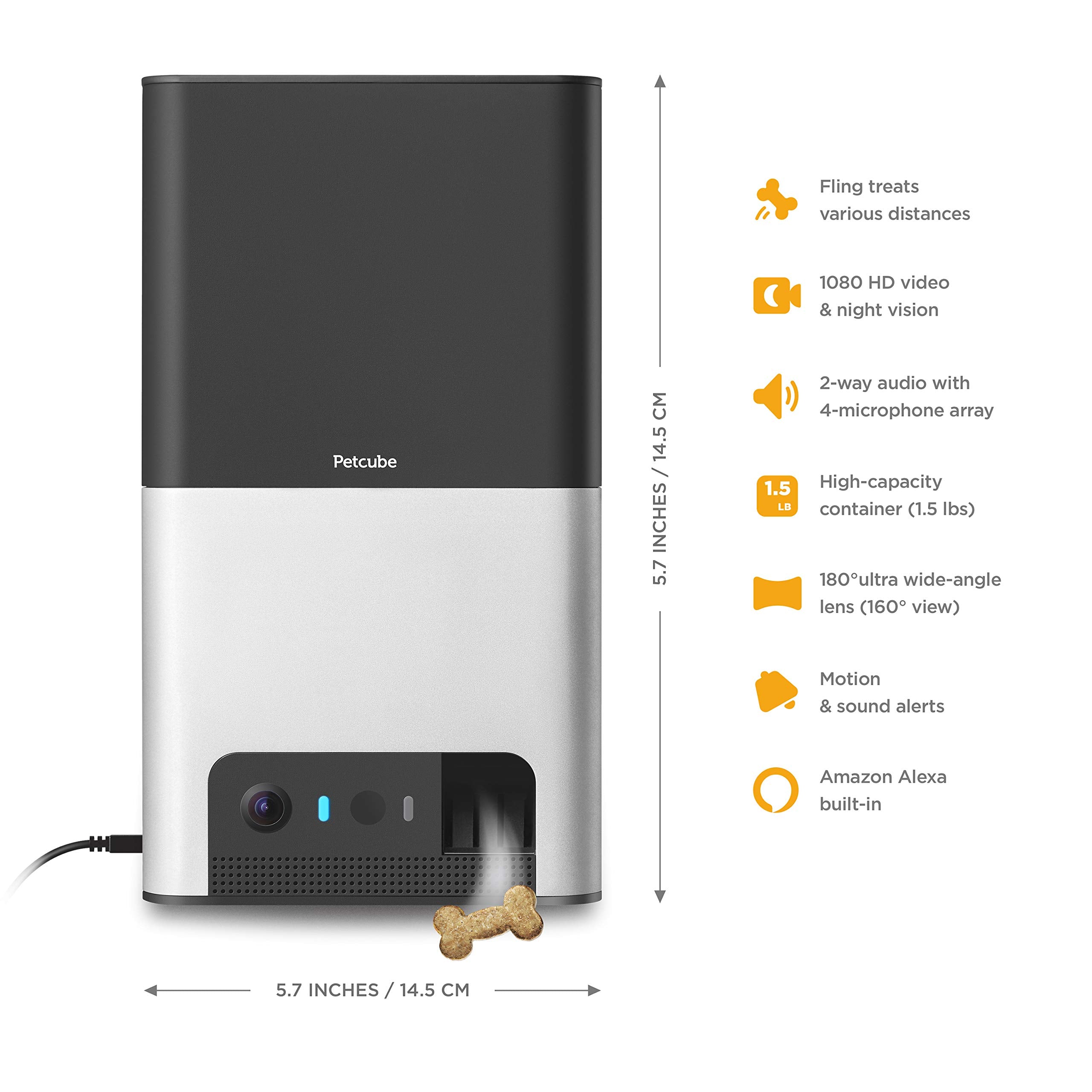 Petcube Bites 2 Wi-Fi Pet Camera With Treat Dispenser & Alexa Built-In, For Dogs And Cats. 1080P Hd Video, 160 Full-Room View, 2