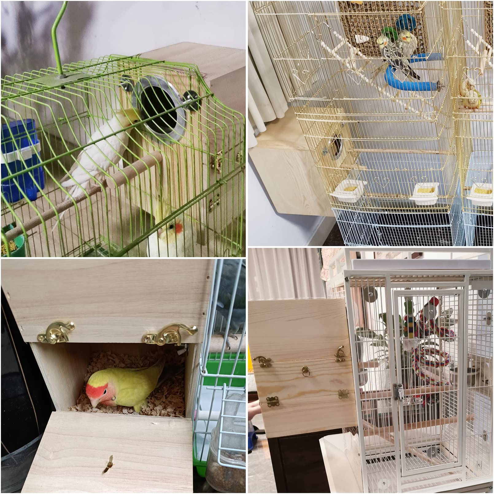 Kathson Parakeet Nesting Box Wooden Bird Breeding Nest Parrots Mating House Wood Bird Aviary Budgie Cage Accessories For Cockatiel Finch Lovebirds Conure