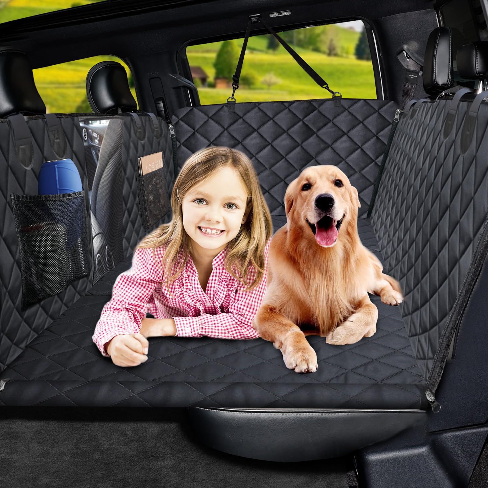 Urpower Xl Dog Back Seat Extender For Crew Cab Truck, Hard Bottom Dog Car Seat Cover Waterproof Dog Car Hammock Pet Backseat Bed