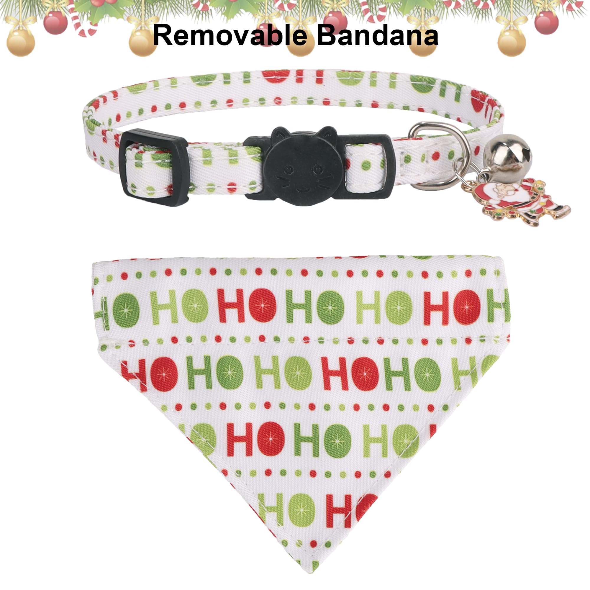 Adoggygo Christmas Cat Collar With Bandana, 2 Pack Hoho Santa Snowman Pattern Christmas Bandana Collars For Cat Kitten