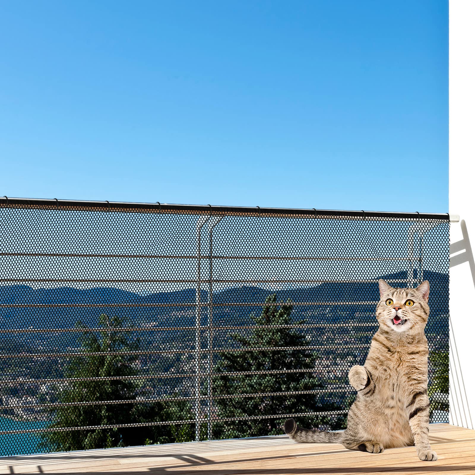 Cat Balcony Rail Net 5 X 0.8 Meter Anti Fall Netting Balcony Mesh Fence Net Child Safety Screen Protection Crib Mesh For Pets Baby (Black)