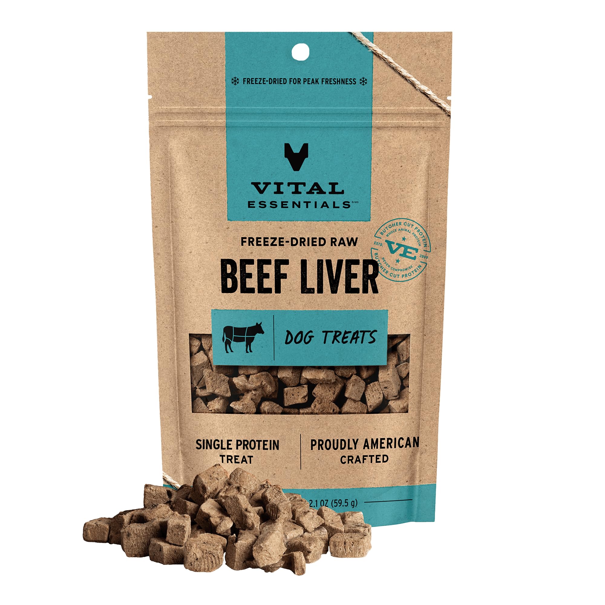 Vital Essentials Beef Liver Dog Treats, 2.1 oz | Freeze-Dried Raw | Single Ingredient | Premium Quality High Protein Training Tr